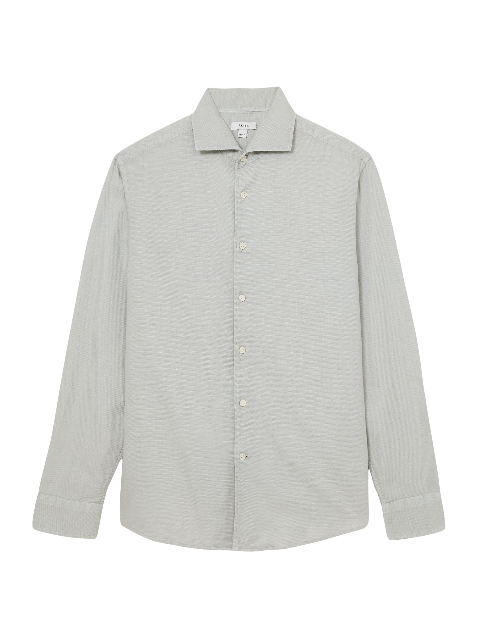 Reiss Men's Carvalho Cotton Piqué Shirt - Sage Green