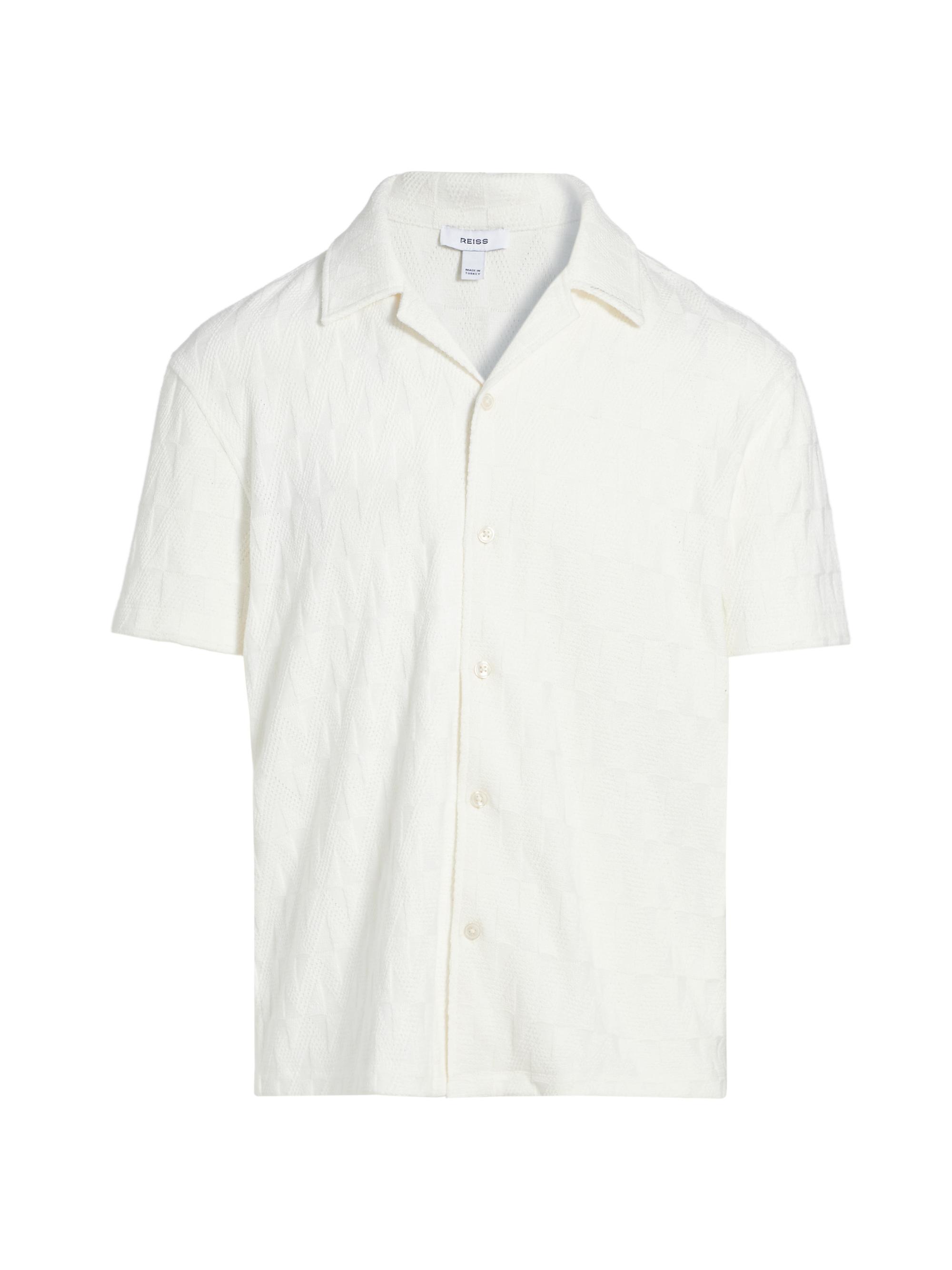 Reiss Men's Ackling Textured-Knit Button-Front Shirt - Off White