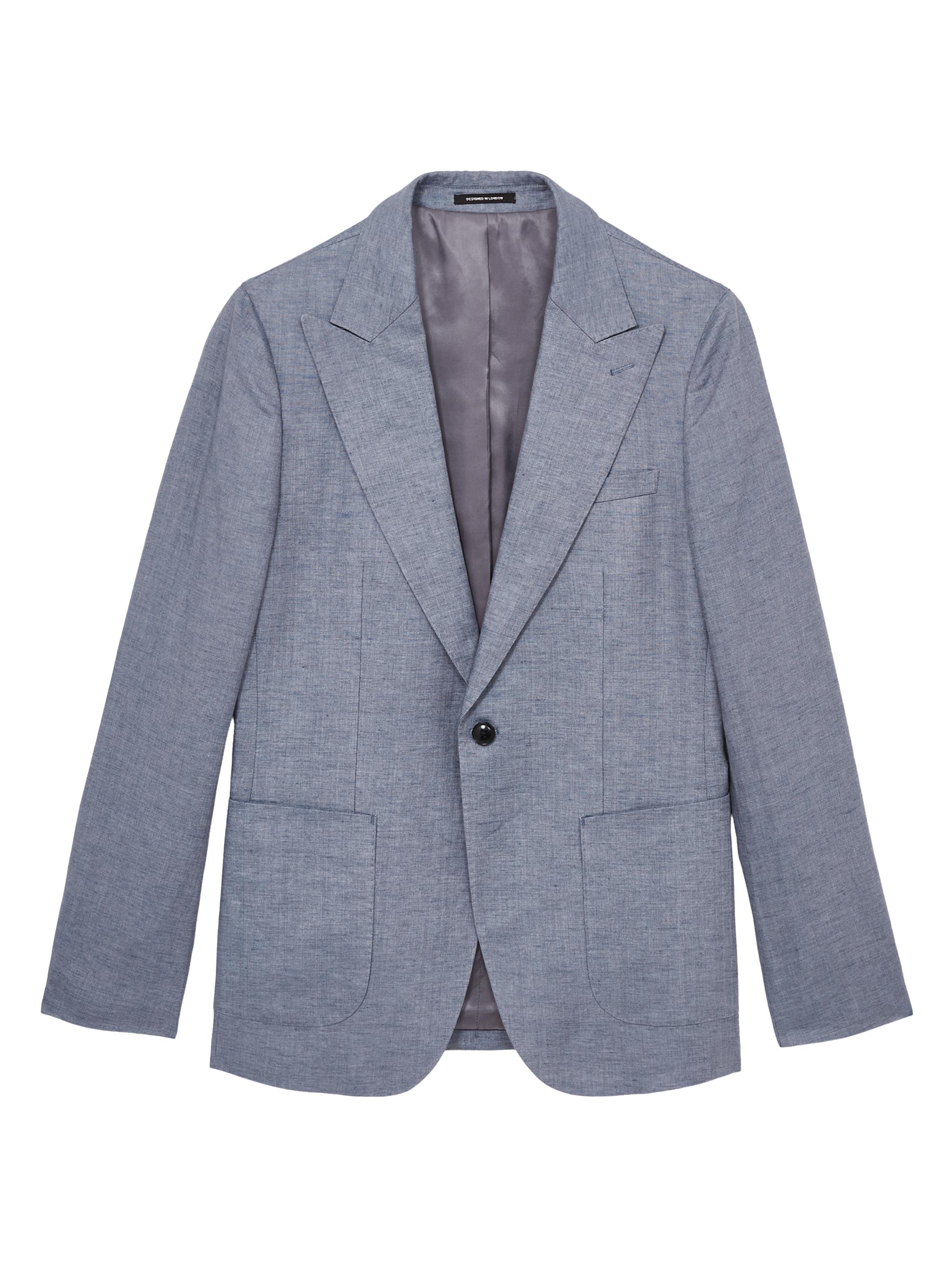 Reiss Men's Warner Single-Breasted Linen Blazer - Airforce Blue