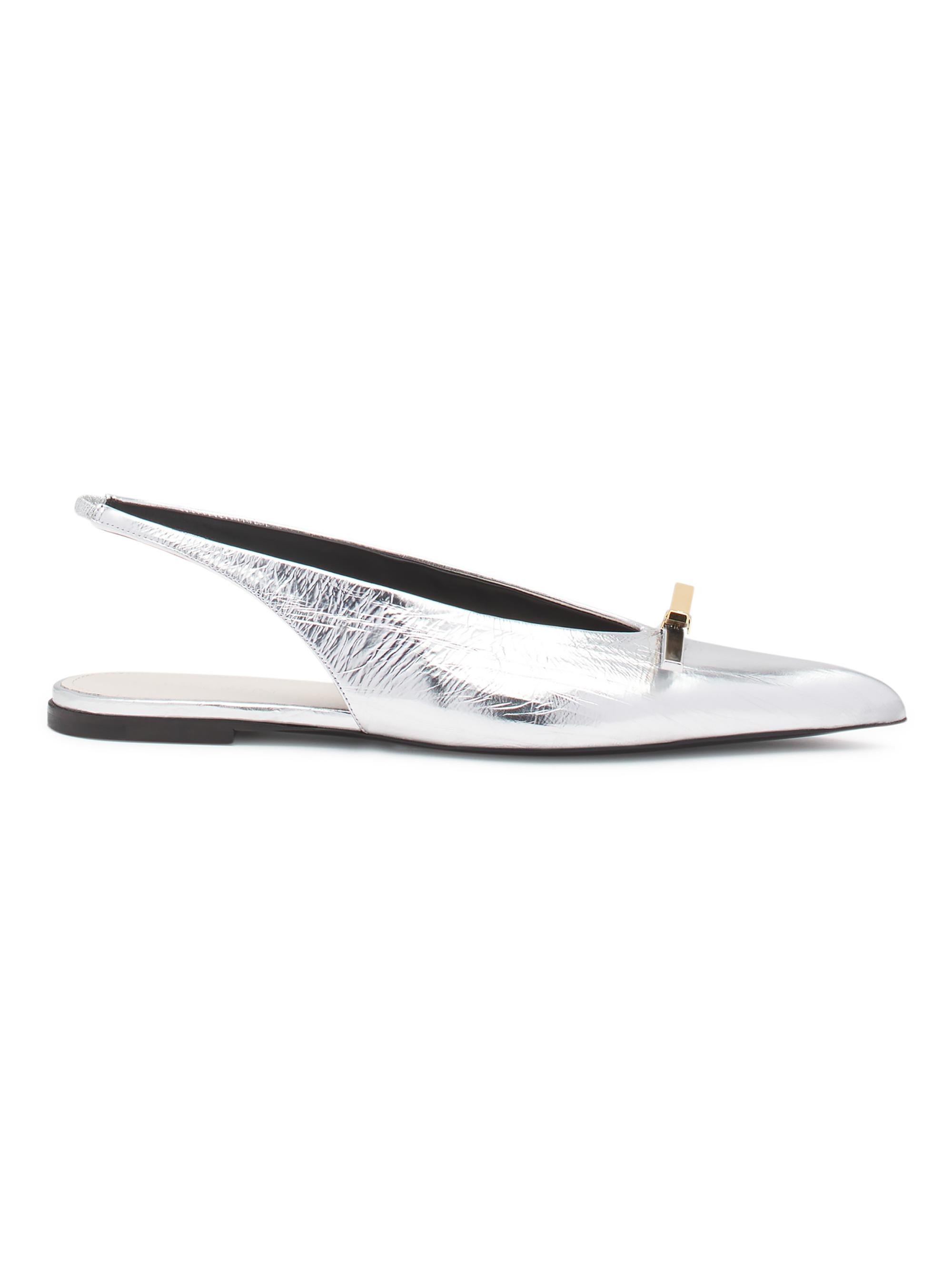 Lanvin Women's  Bow Slingback in Metallic Leather - Silver