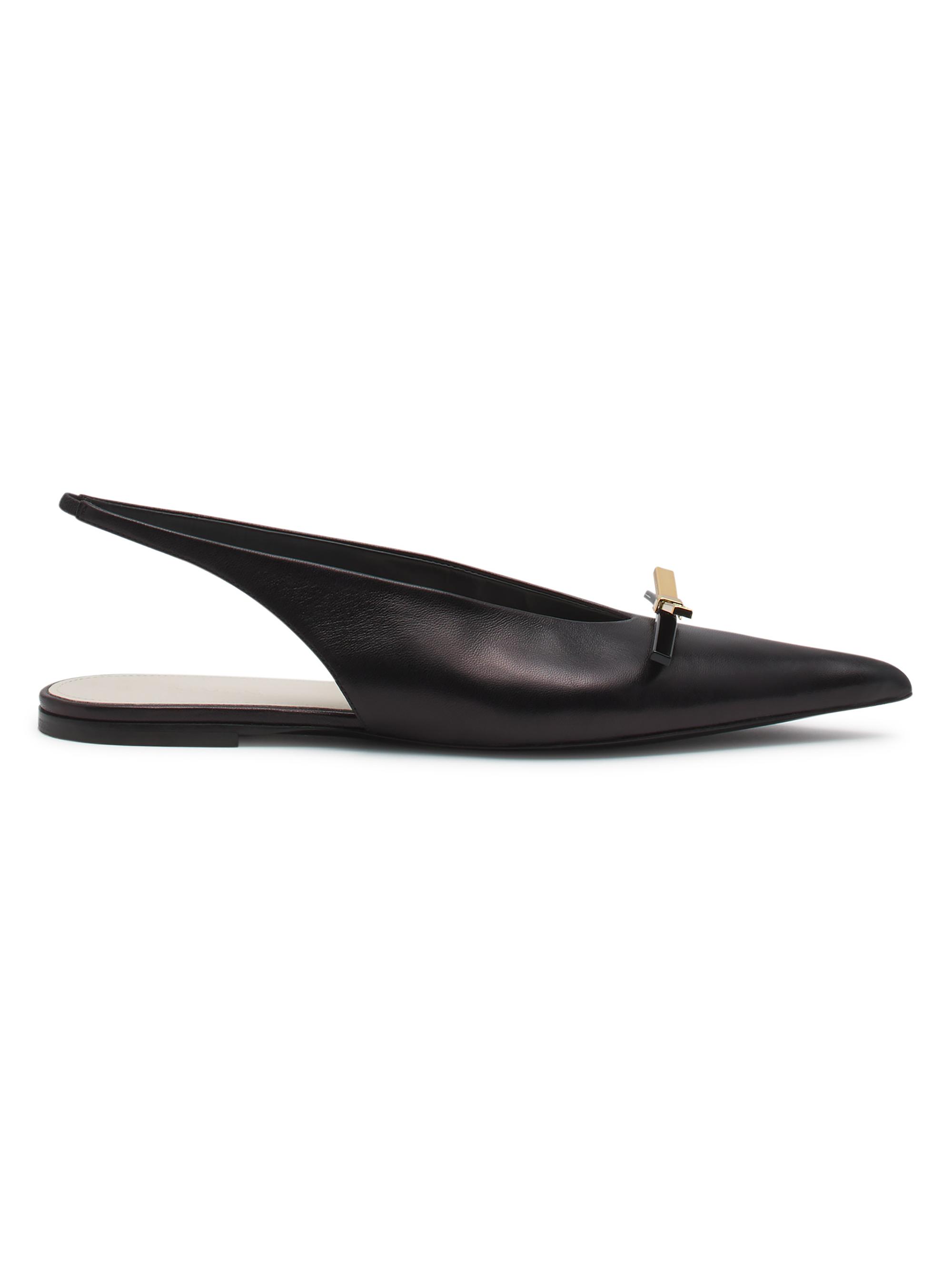 Lanvin Women's Bow Leather Slingback Flats - Black