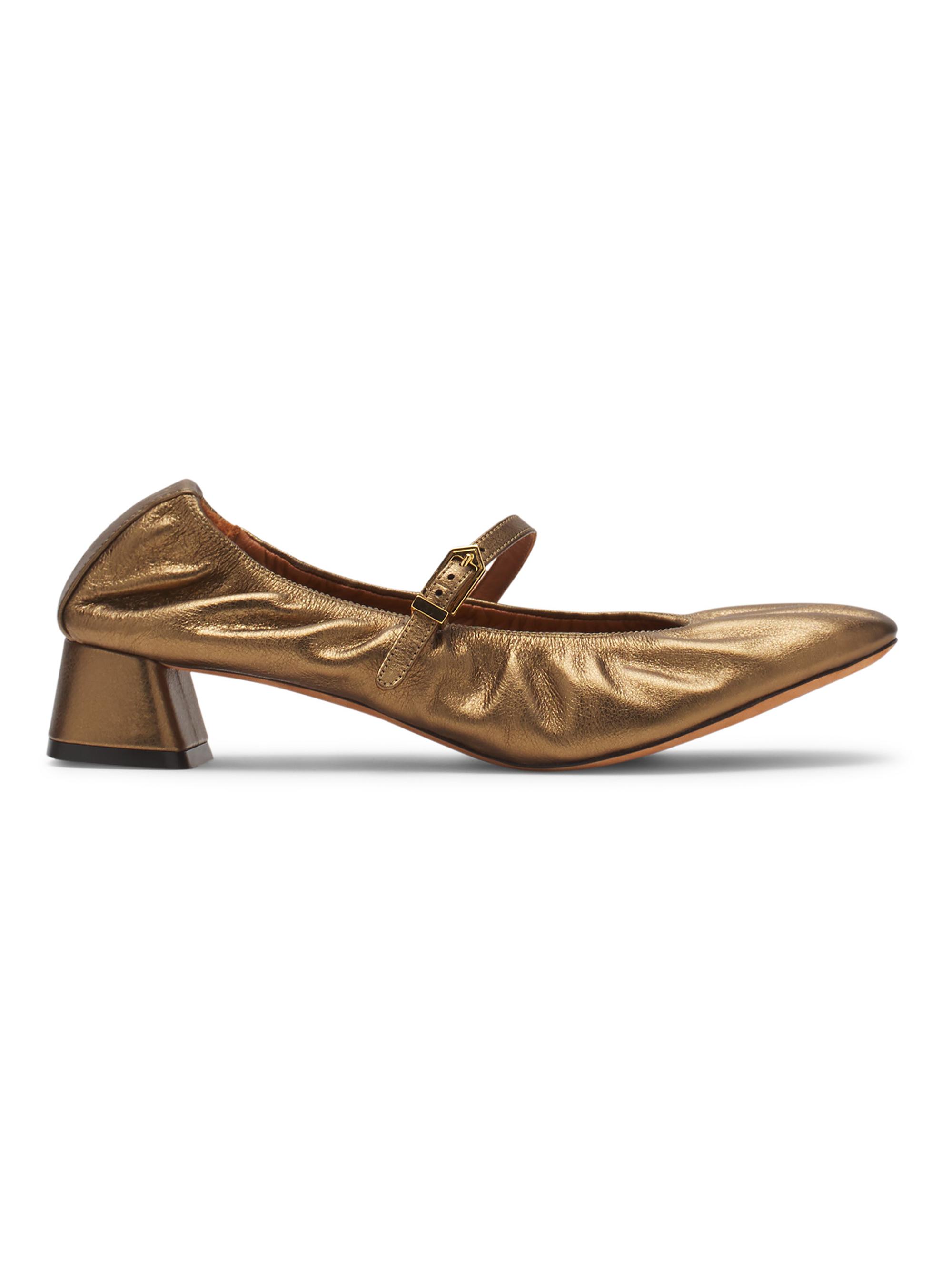 Lanvin Women's Mary Janes with Metallic Leather Heels - Bronze