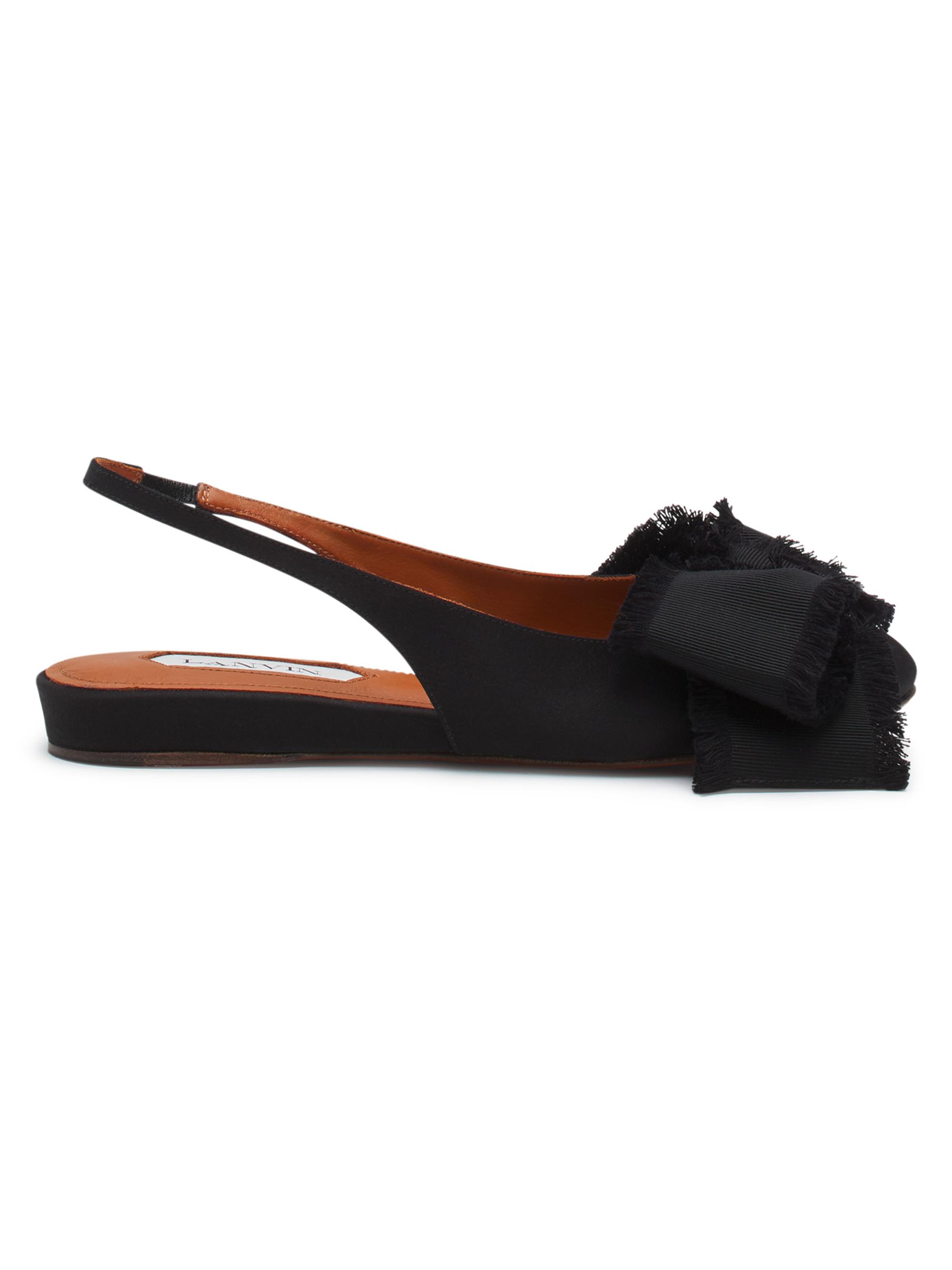 Lanvin Women's Slingback Ballerina Flats in Satin - Black