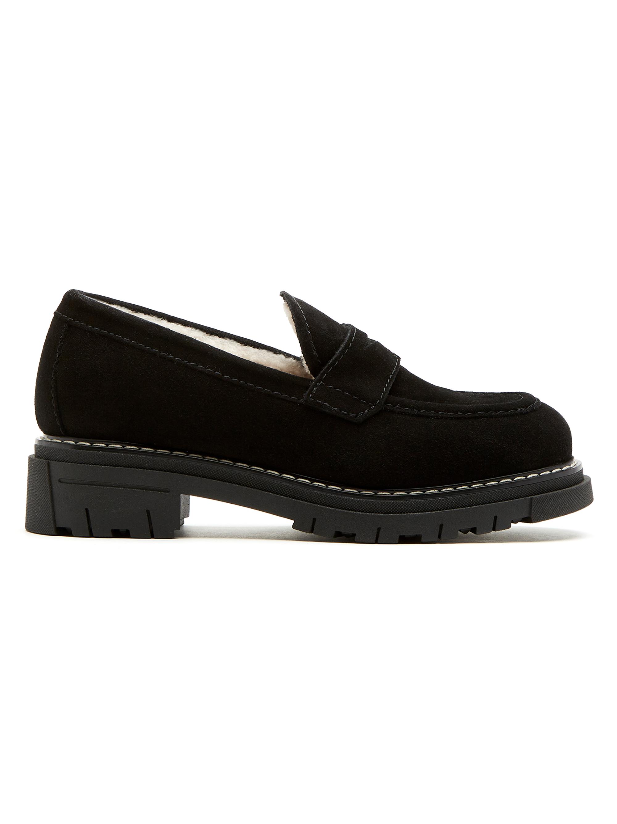 La Canadienne Valerie Suede Shearling-Lined Slip-On Platform