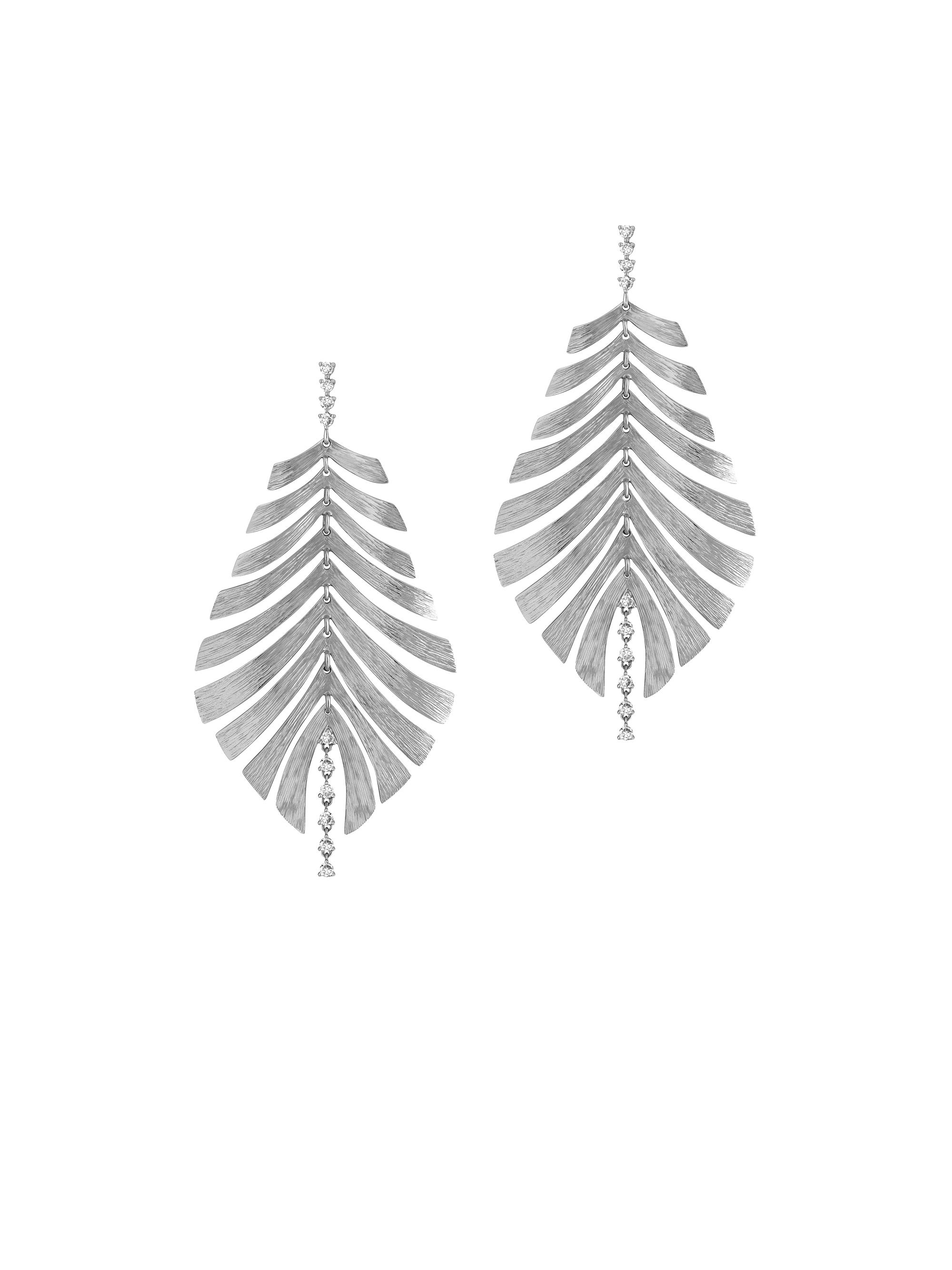 Hueb Women's Bahia 18K White Gold & 0.36 TCW Diamond Palm Leaf Drop Earrings - White Gold
