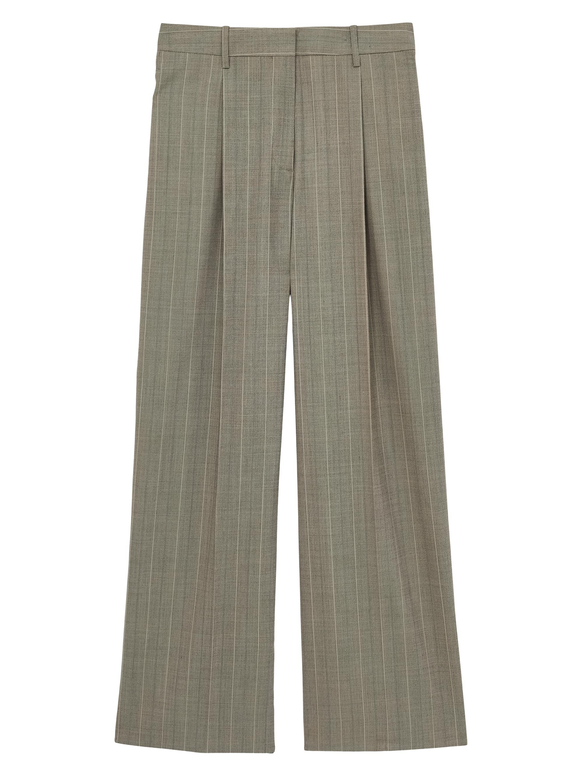 Reiss Women's Tallulah Pinstripe Wide-Leg Trousers - Grey
