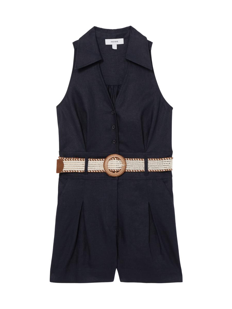 【海外限定】REISSプレイスーツ☆Harri Palm Print Playsuit, Na Buy Reiss Neutral Harri Palm Print Belted Playsuit from Next USA