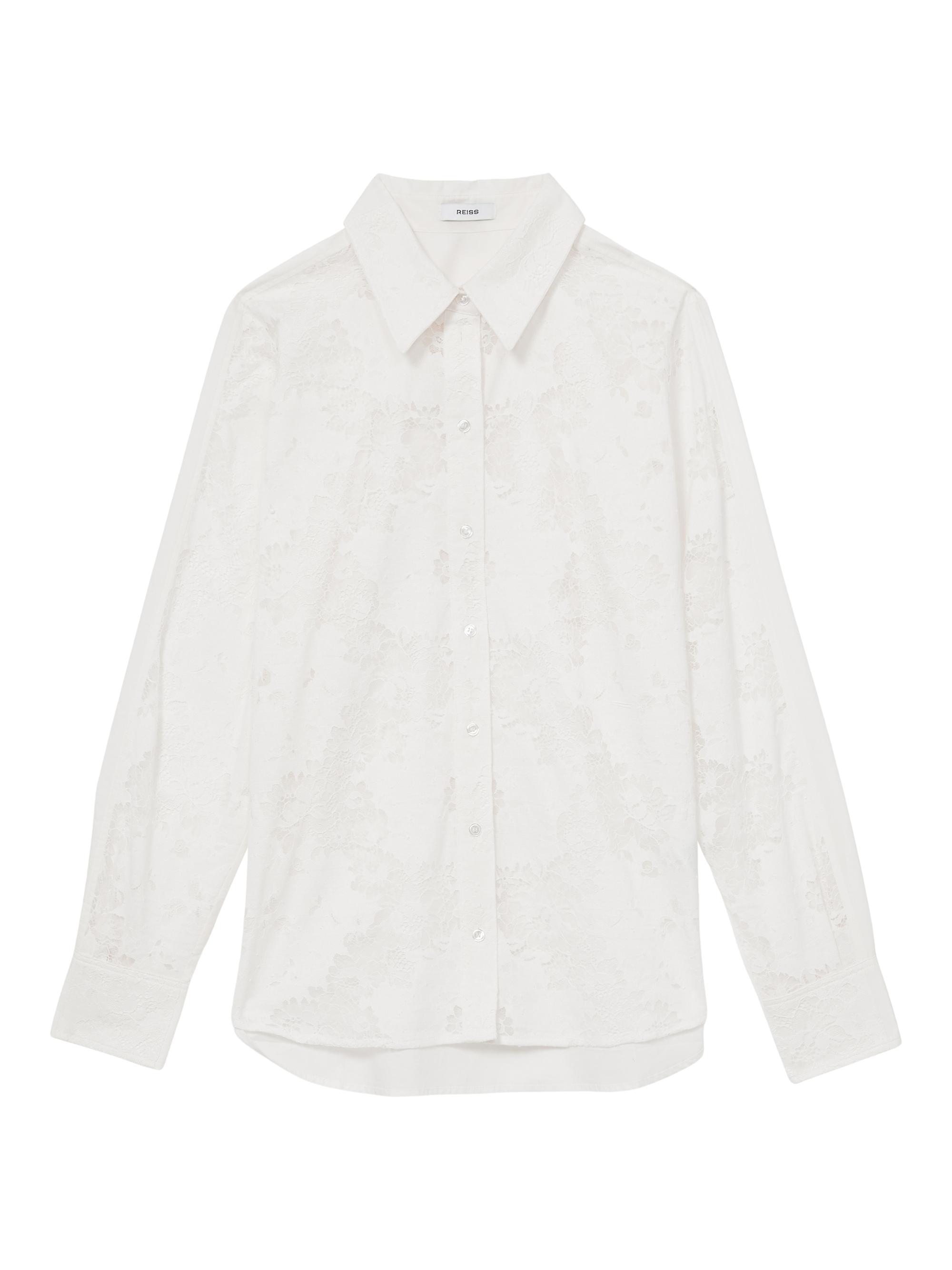 Reiss Women's Lacey Button-Front Shirt - White