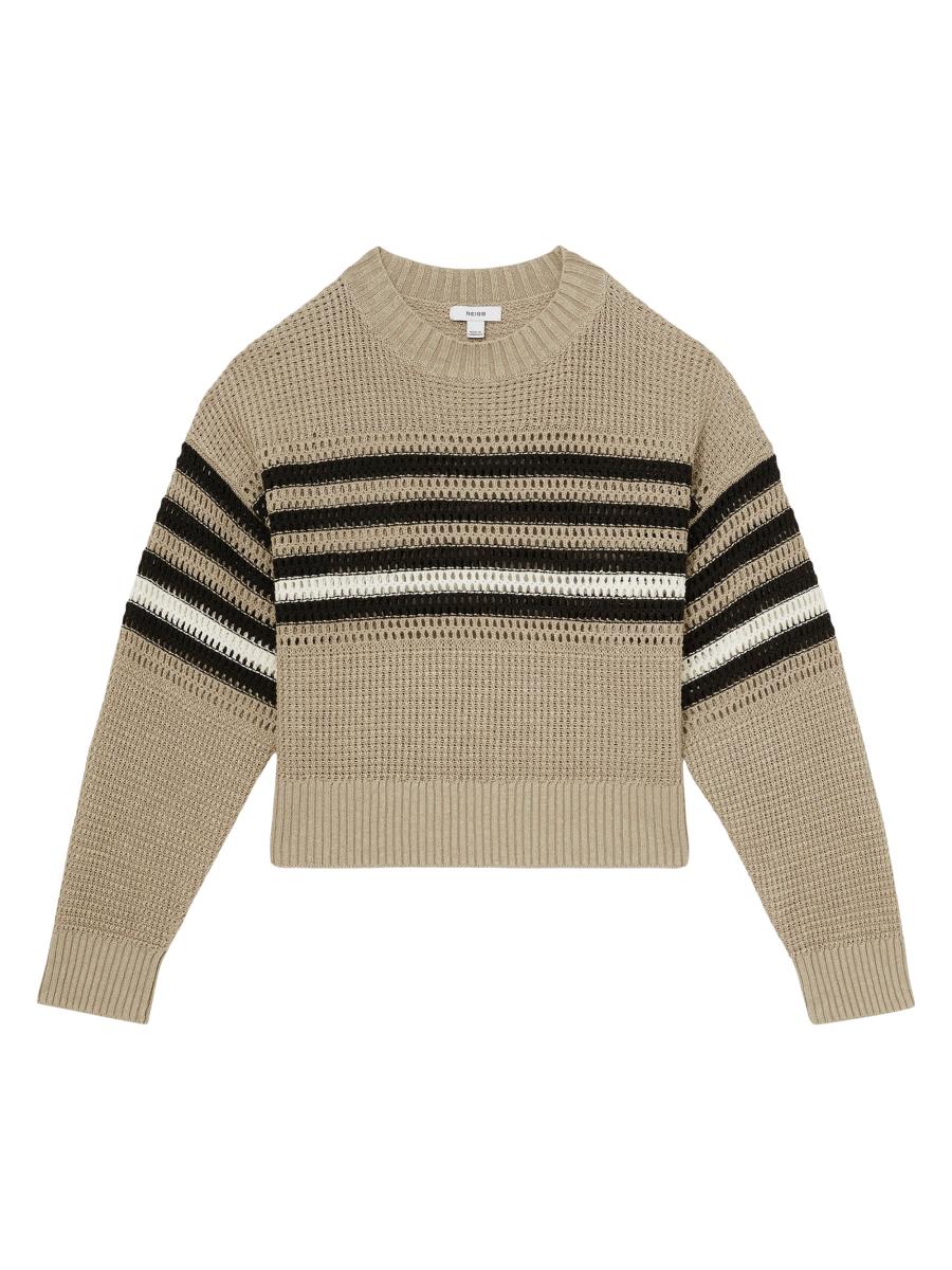トップス papier Holter knit / white Chunky Cotton Dot Mesh Pullover