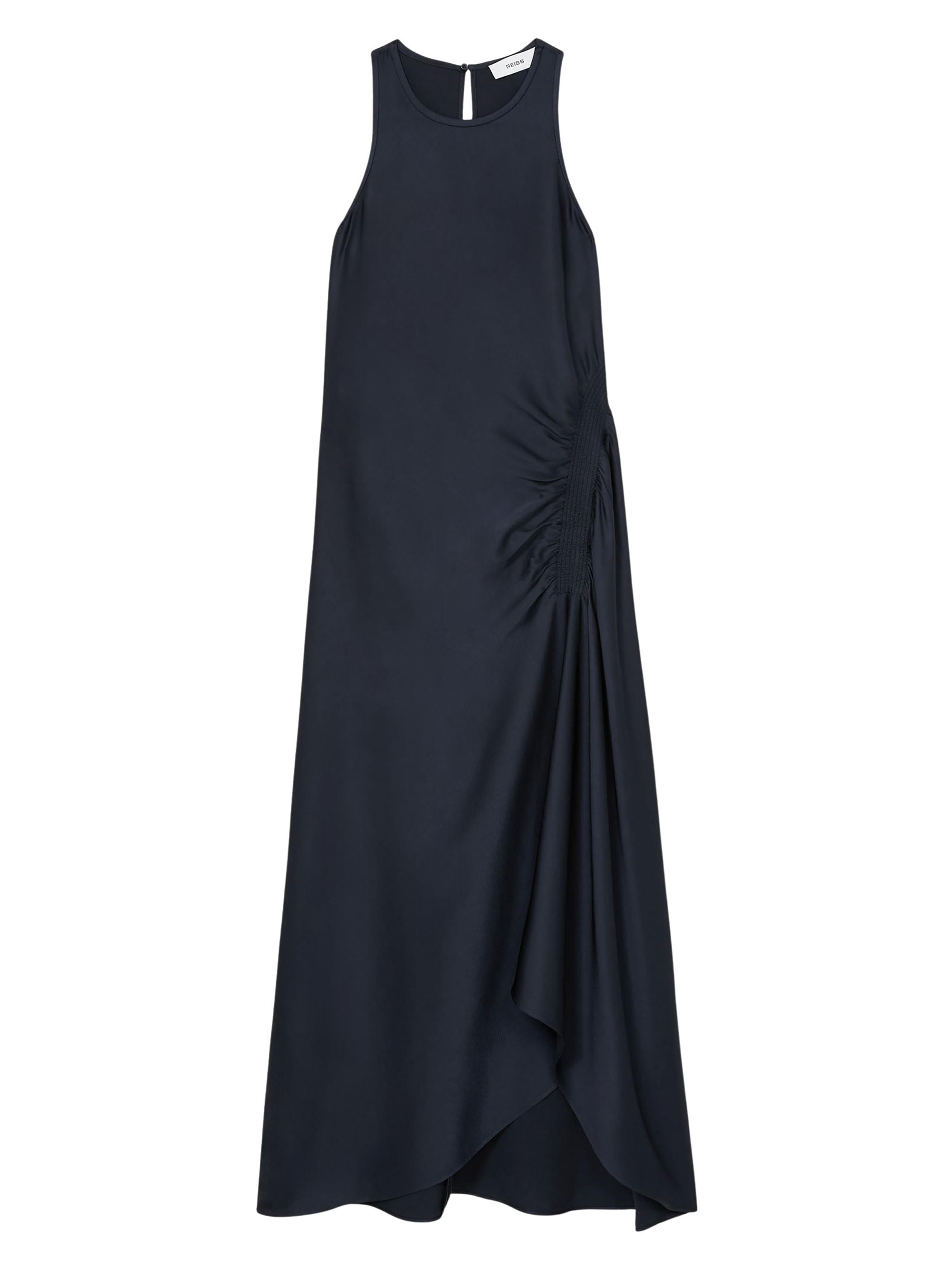 Reiss Women's Anessa Gathered Satin Midi-Dress - Navy
