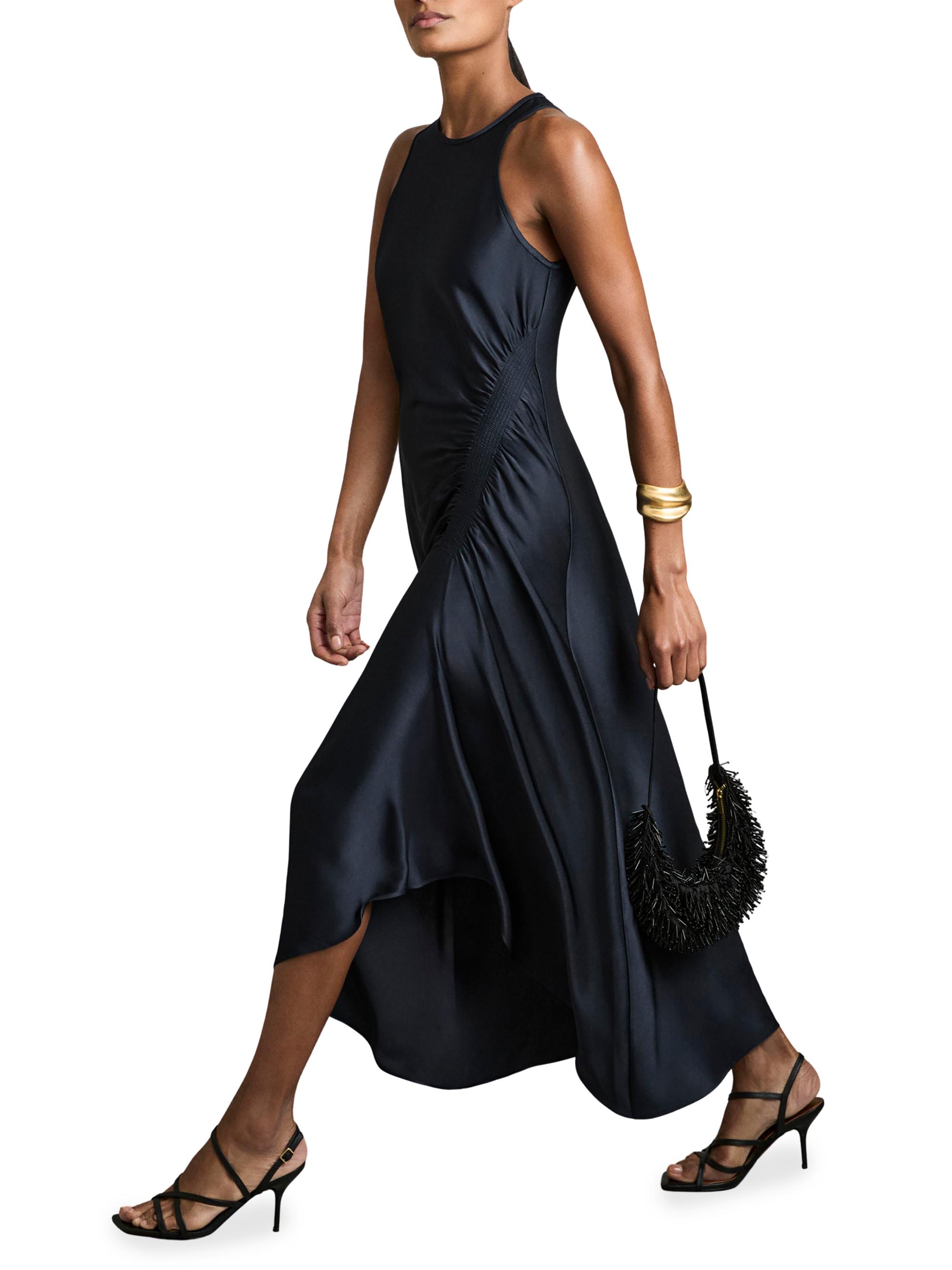 Reiss Anessa Gathered Satin Midi-Dress Saks Fifth Avenue