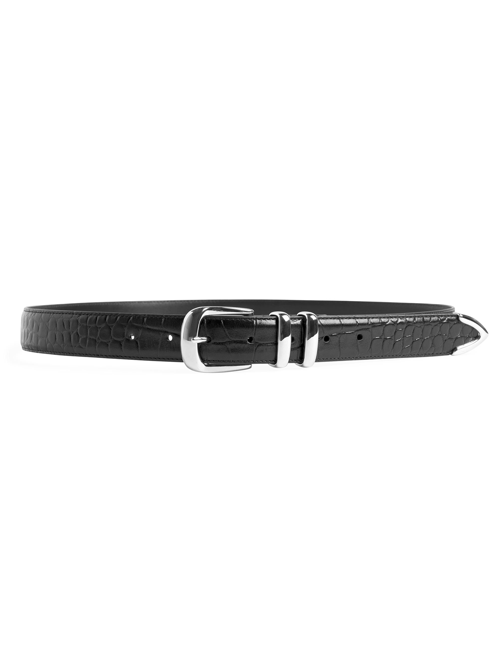 Favorite Daughter Women's The Jordan Croc-Embossed Leather Belt - Black Nickel