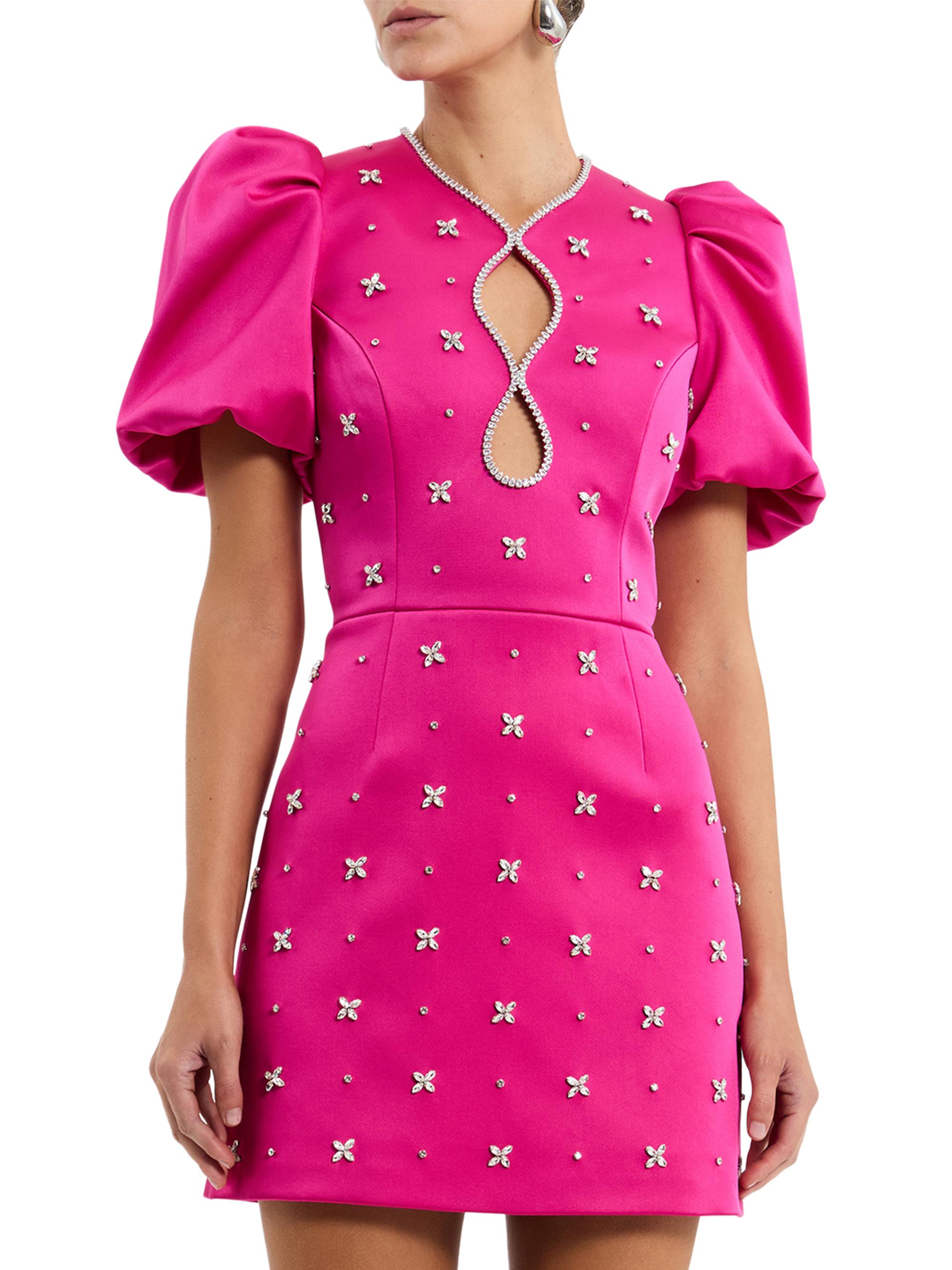 Rebecca Vallance Women's Saskia Embellished Balloon-Sleeve Minidress - Hot Pink