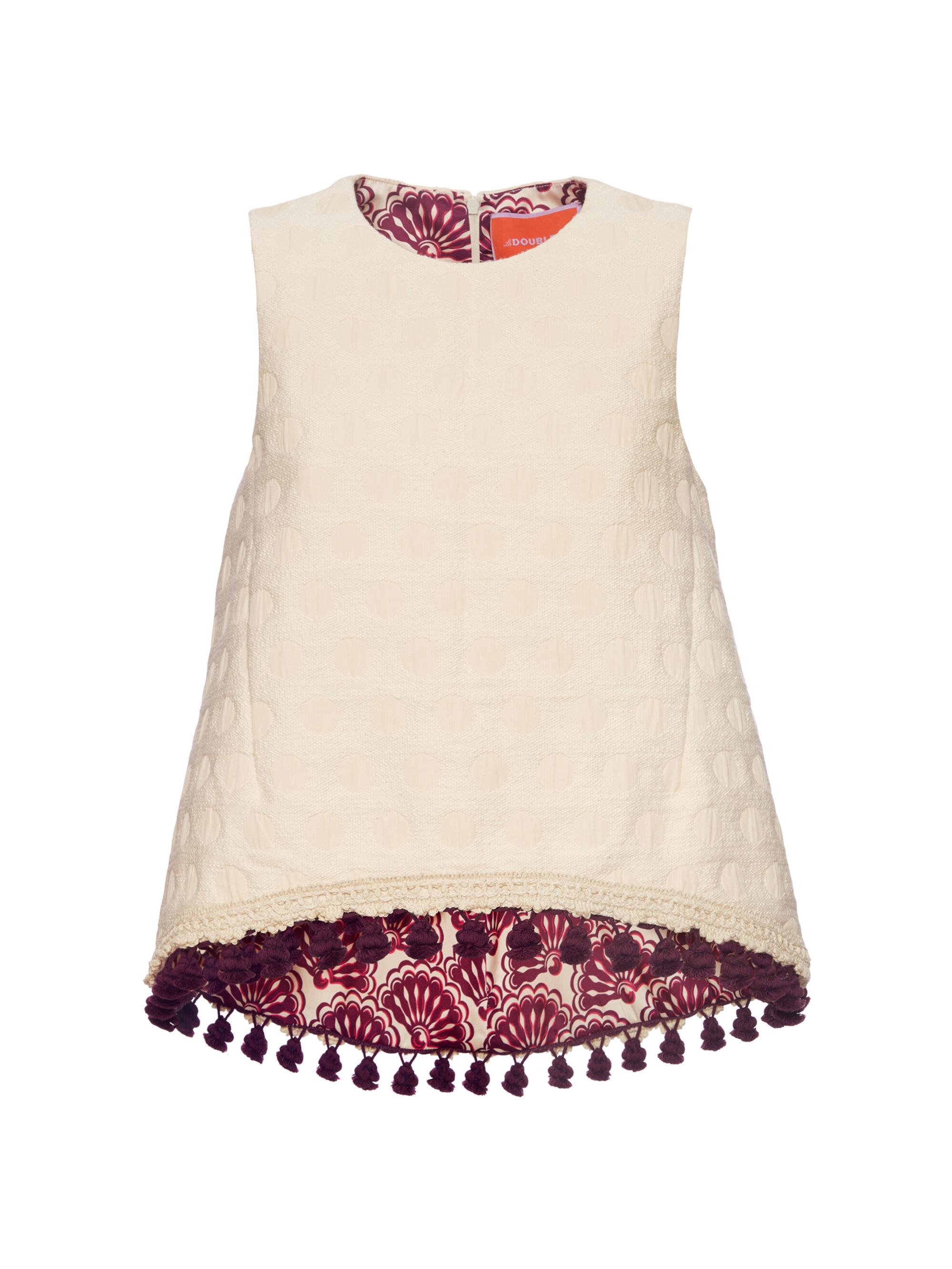 La DoubleJ Women's La Scala Top with Tassels - Creamy Jacquard Cream