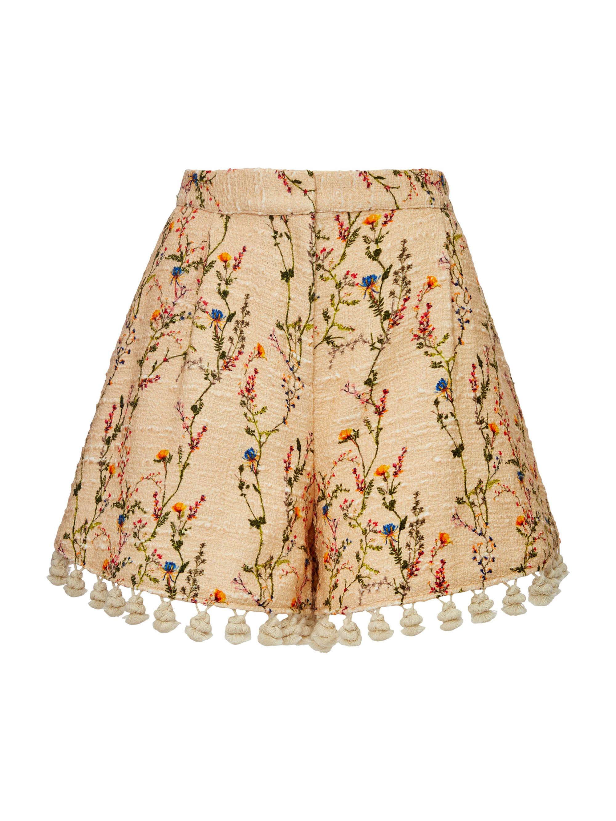 La DoubleJ Women's Playa Shorts with Tassels - Primavera Tweed Cream