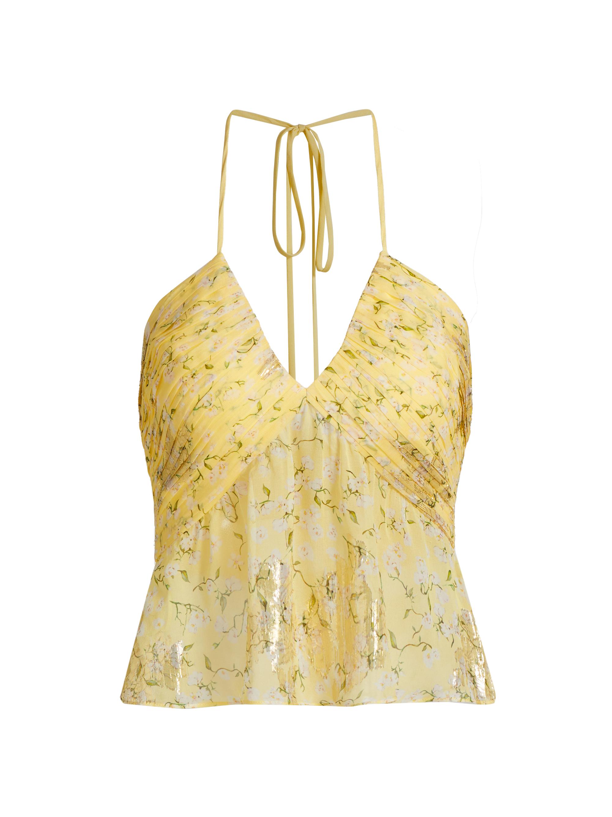 Cami NYC Women's Rhea Metallic Floral Chiffon Top - Yellow Magnolia