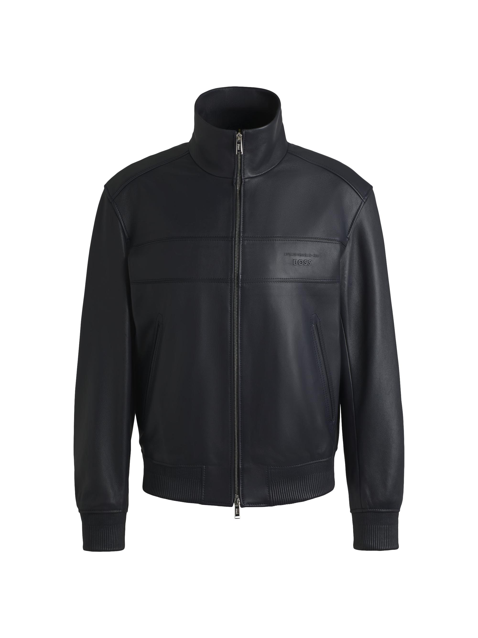 BOSS Men's Porsche x Boss Regular-Fit Jacket in Leather - Dark Blue