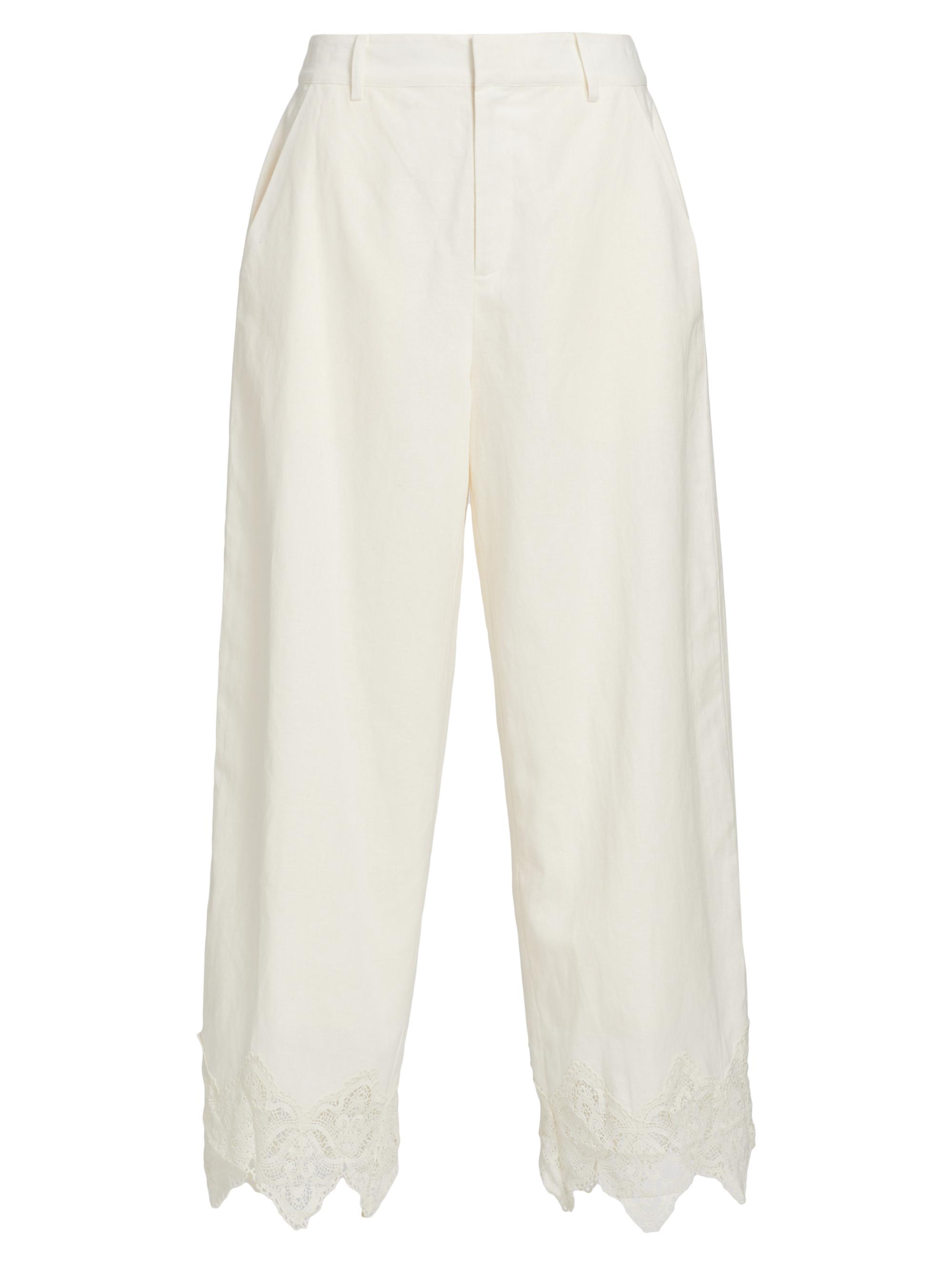 Cami NYC Women's Cassia Lace-Trim Linen-Cotton Crop Pants - Macadamia