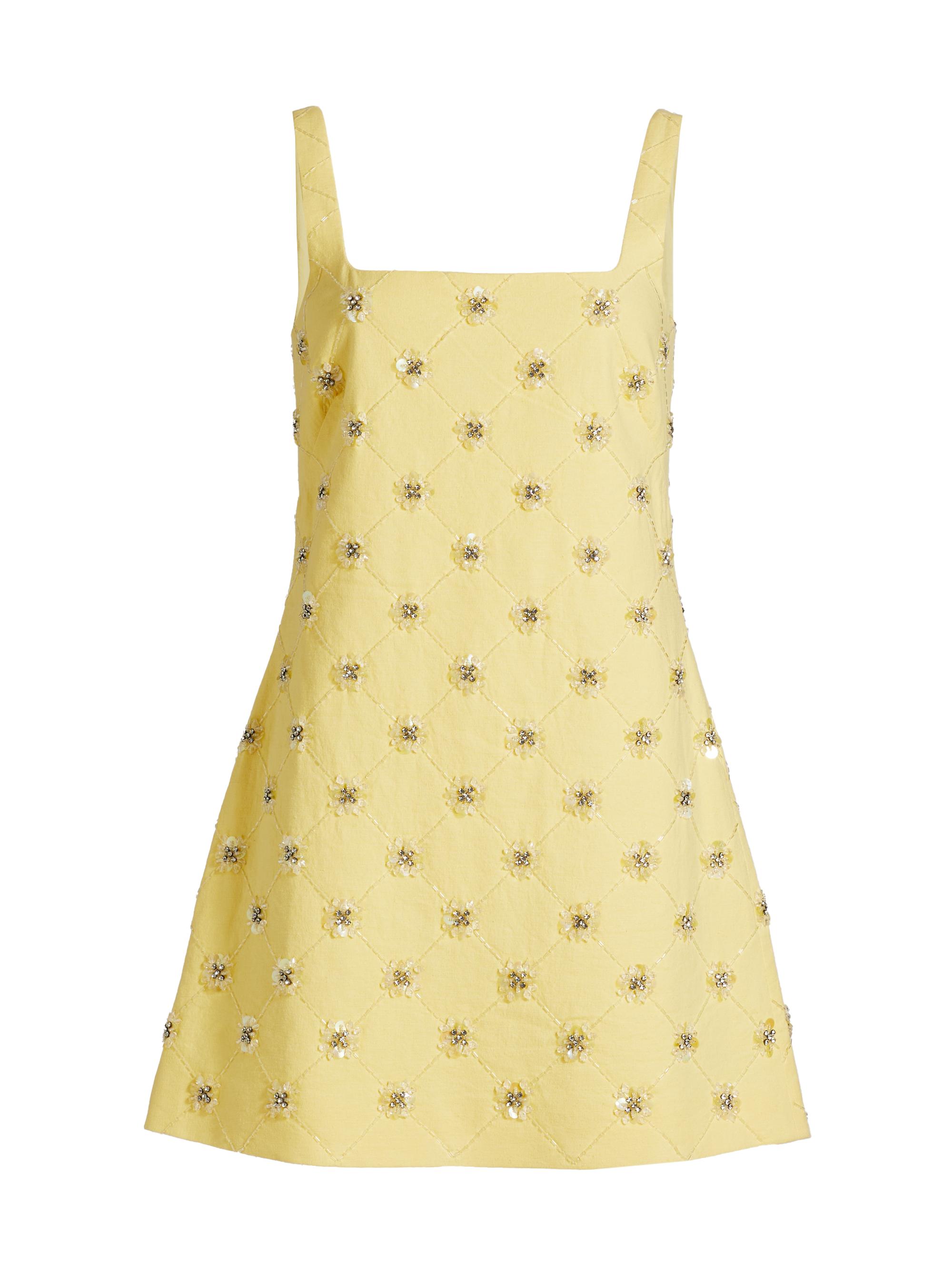 Tanya Taylor Women's Barton Embellished Minidress - Lemon Meringue