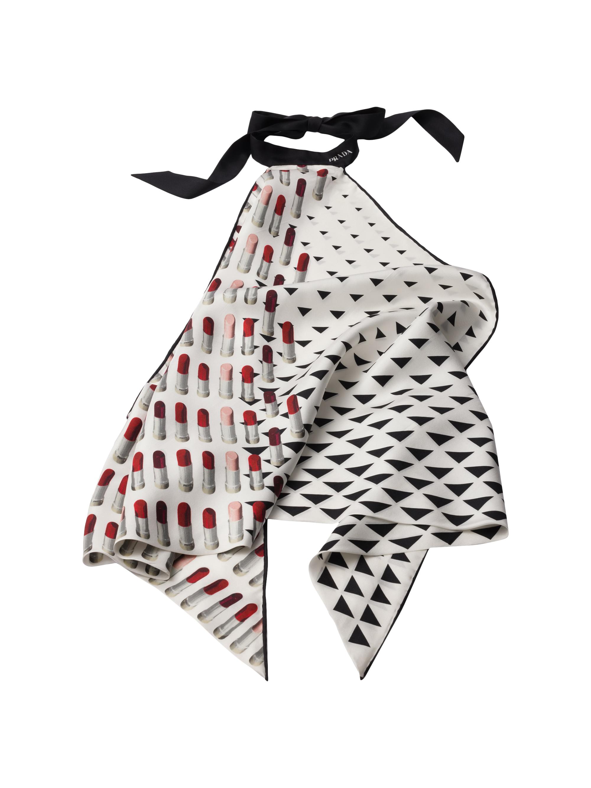 Prada Women's Printed Silk Twill Halter Top - Black