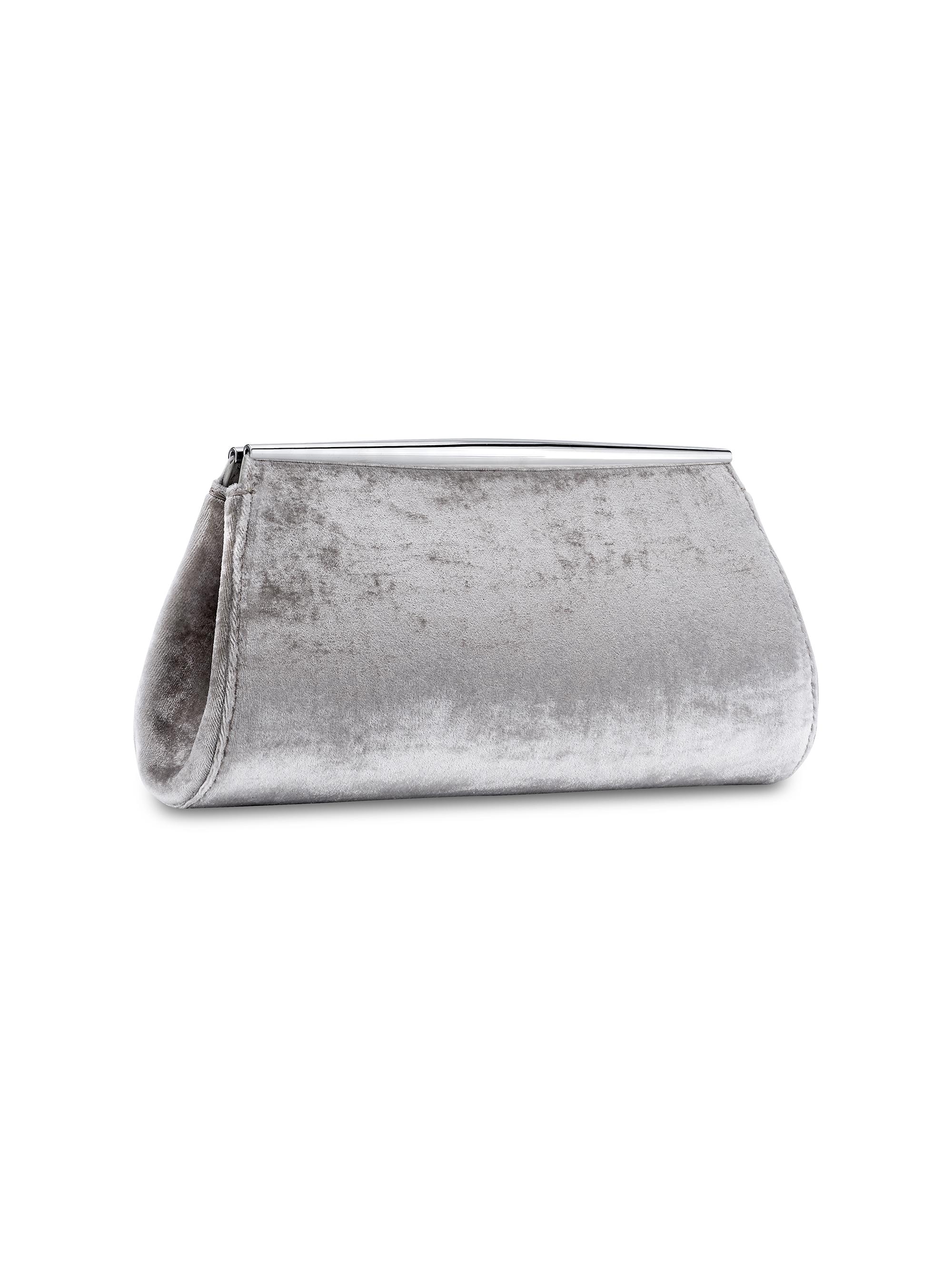 Tyler Ellis Women's Suzannah Clutch in Crushed Velvet with Silver Hardware - Silver Mink
