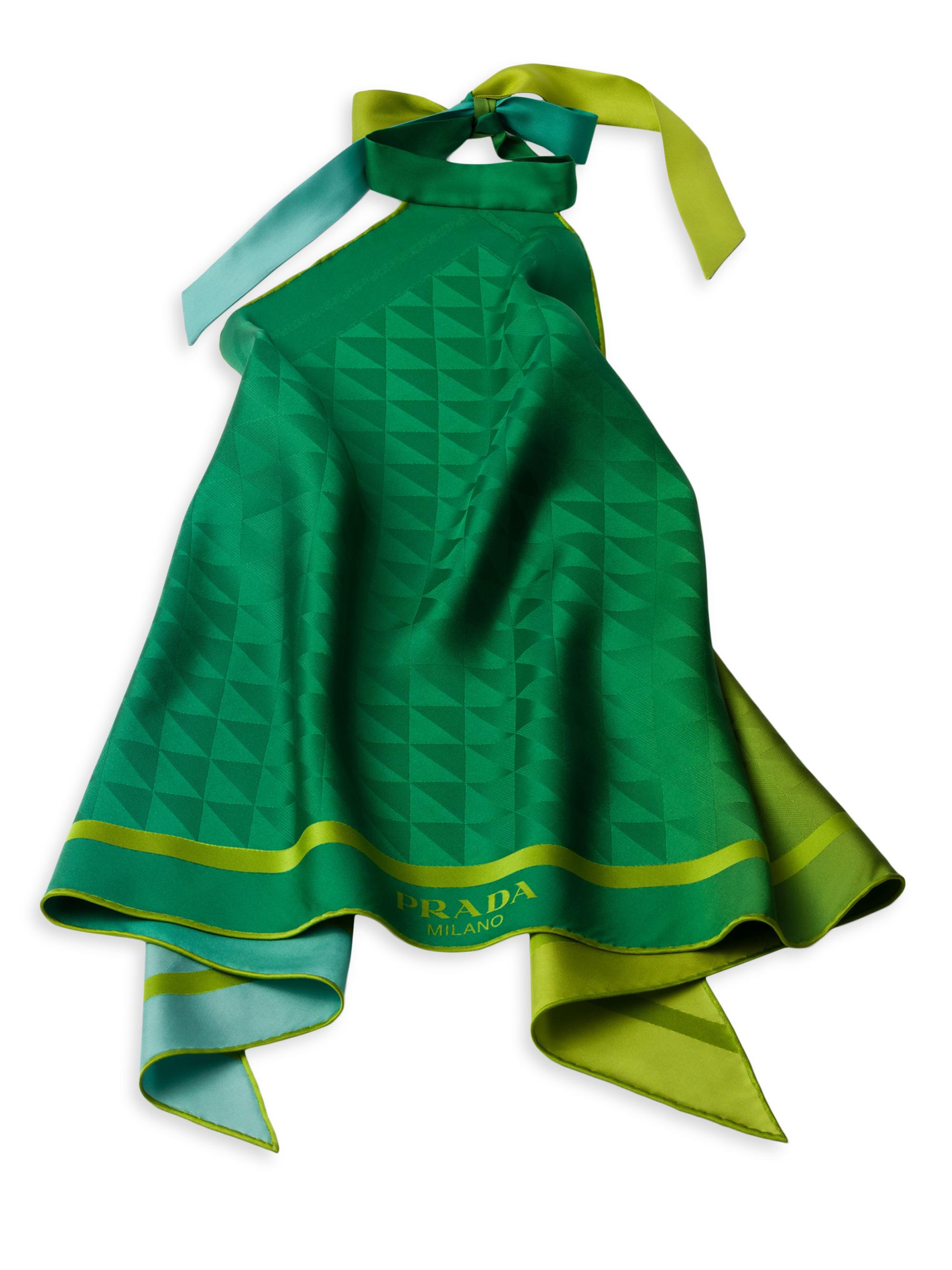 Prada Women's Printed Silk Twill Halter Top - Blue