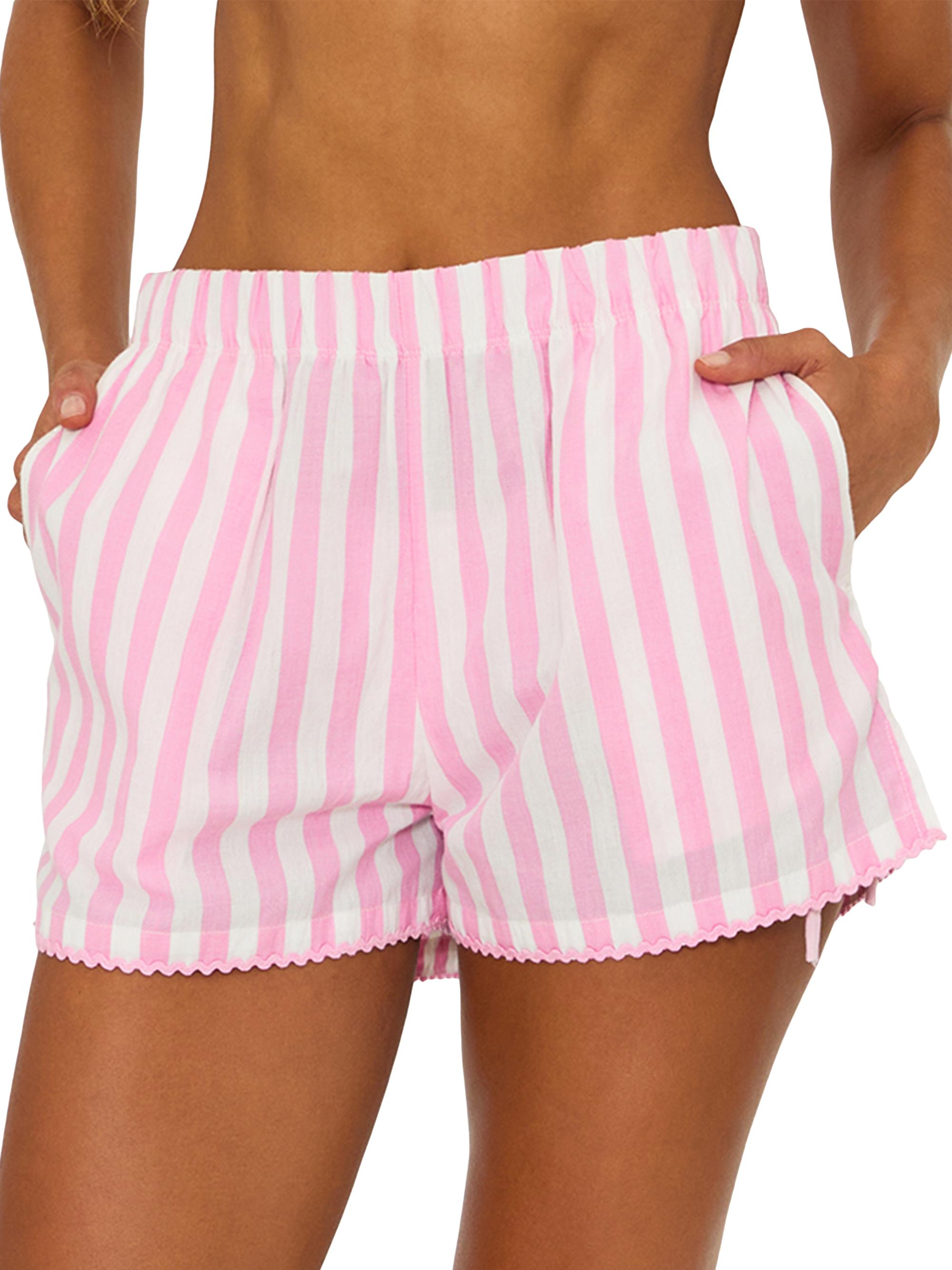 Beach Riot Women's Tia Striped Cotton Poplin Shorts - Prism Pink Stripe