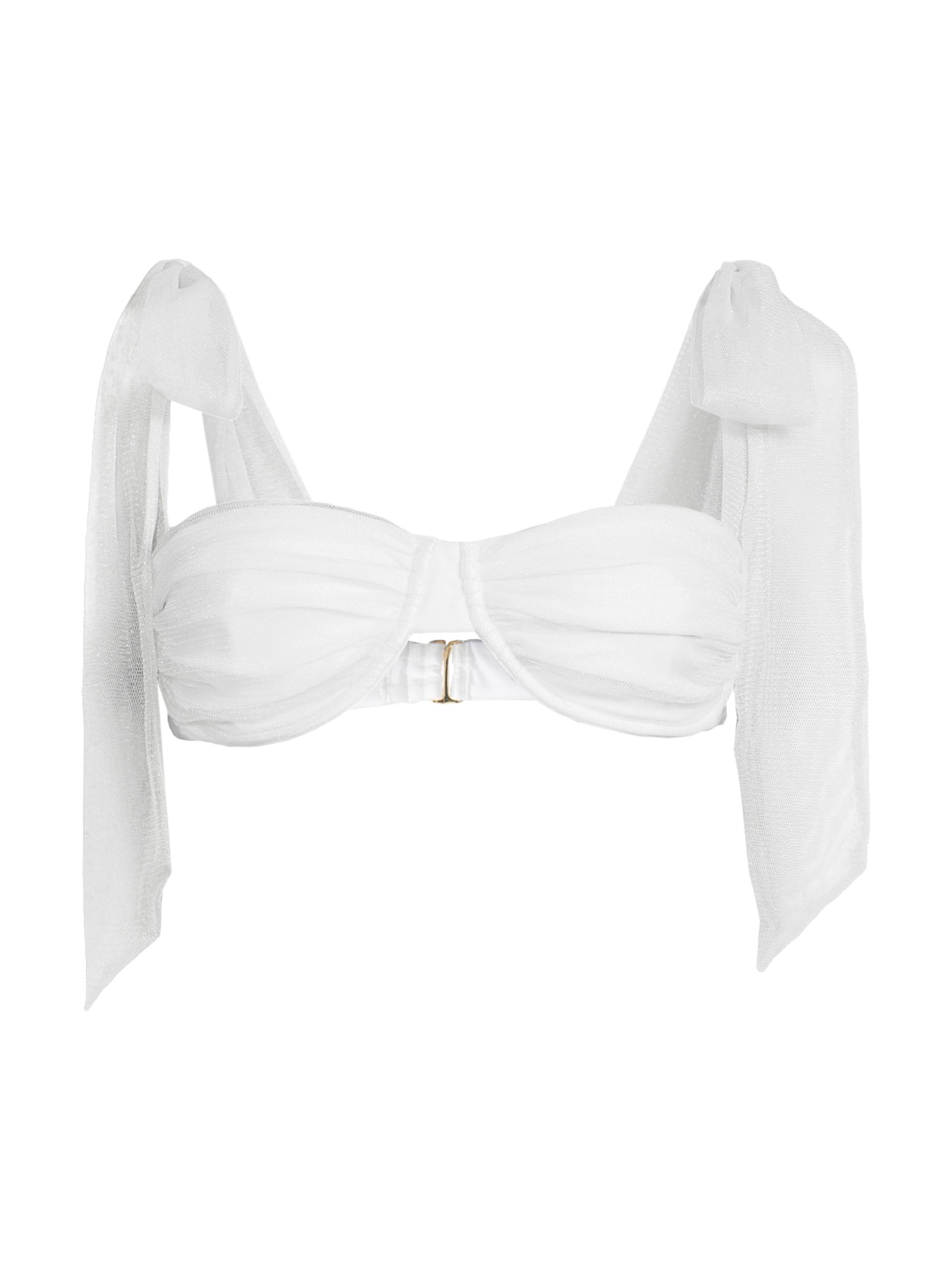 Beach Riot Women's Drea Metallic Shoulder-Tie Bikini Top - White