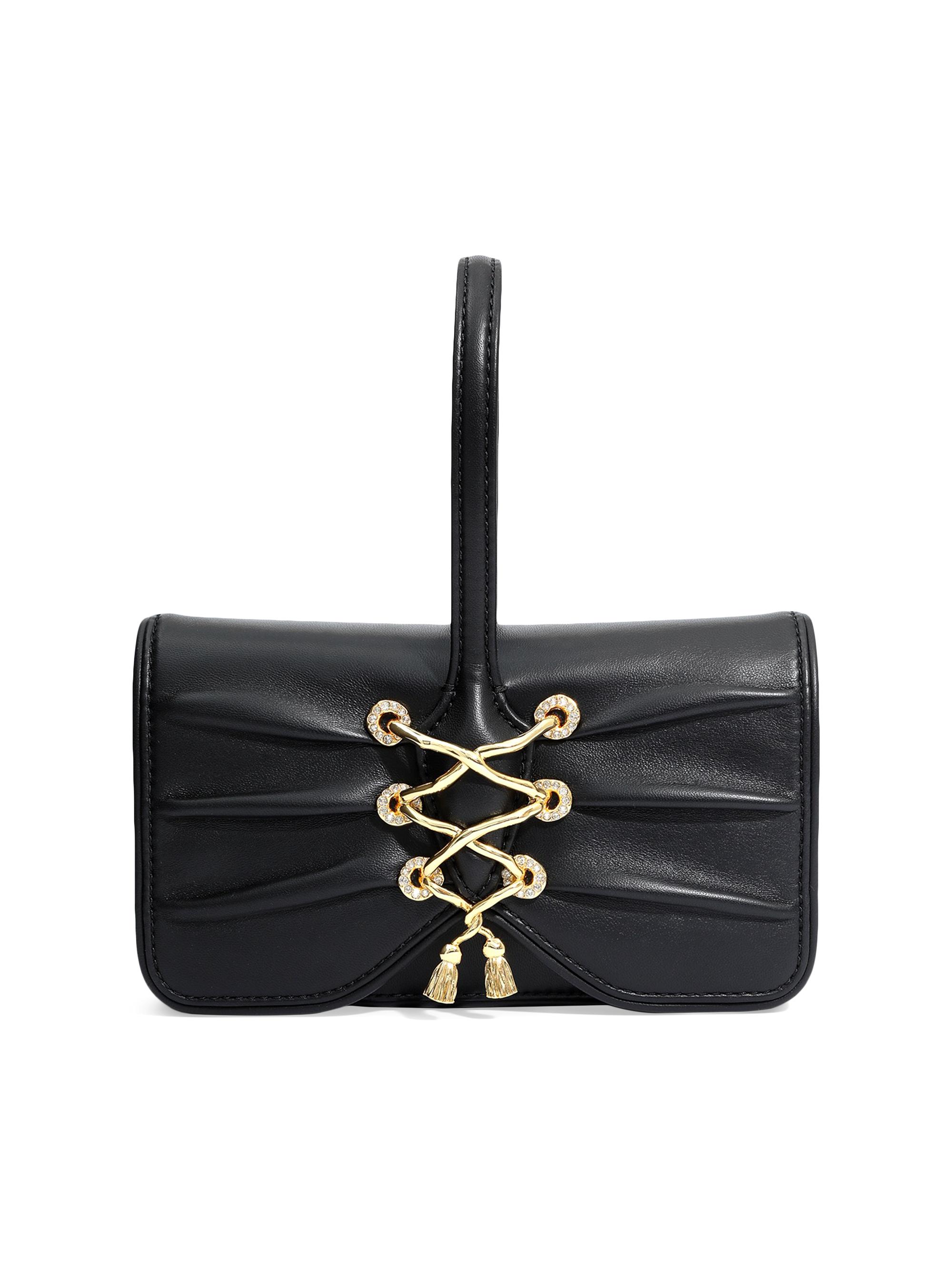 Alexis Bittar Women's Lace-Up Leather Wristlet - Black