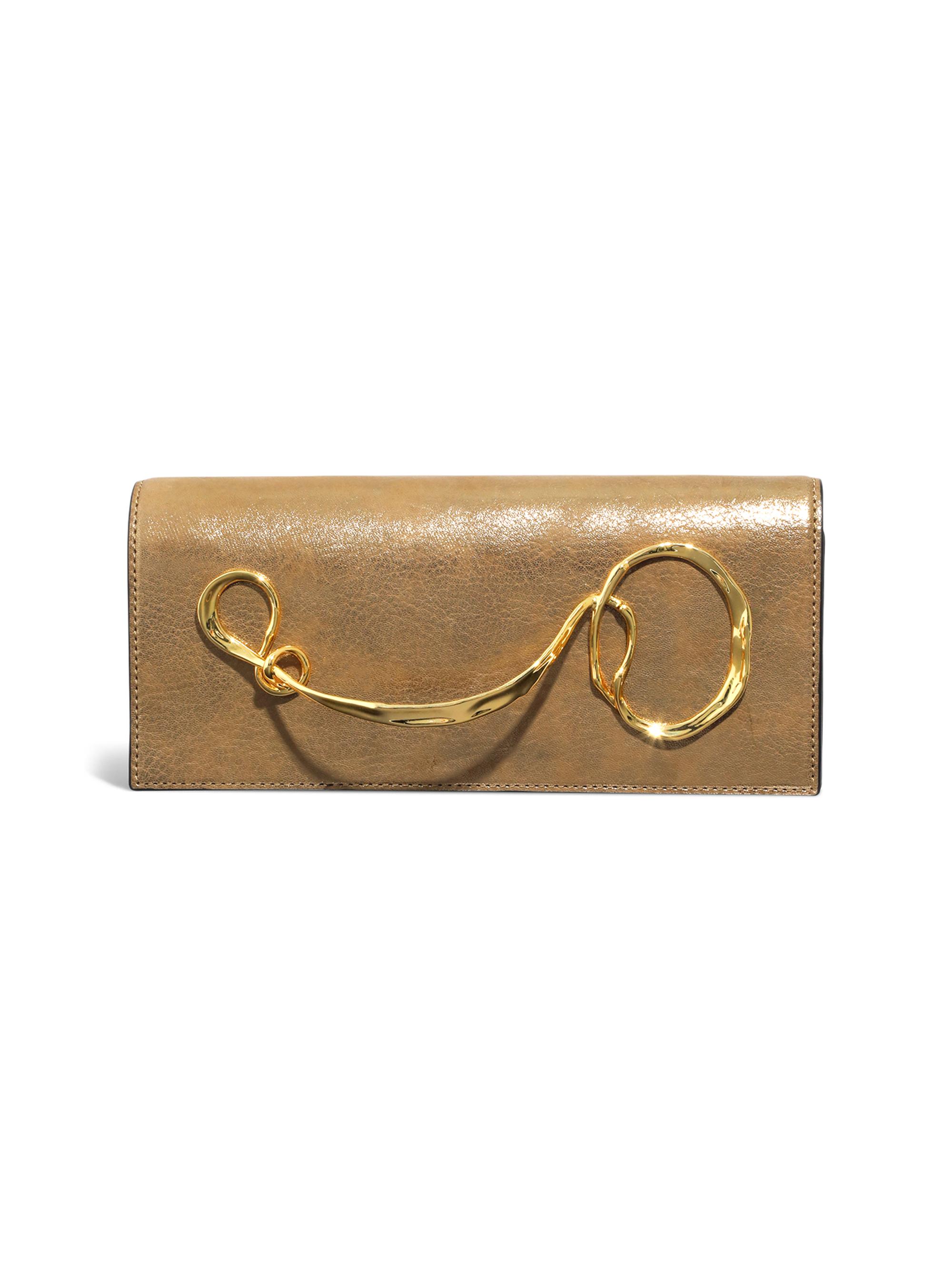 Alexis Bittar Women's Twisted Handle Leather Clutch - Antique Gold