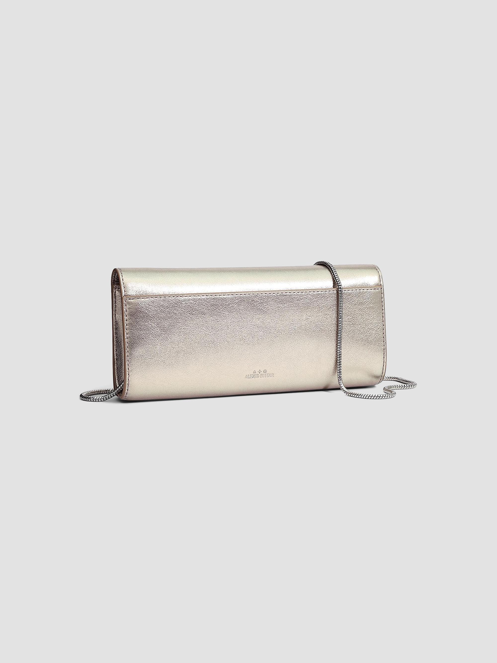 Alexis Bittar Crystal Curve Metallic Leather Clutch | Saks Fifth