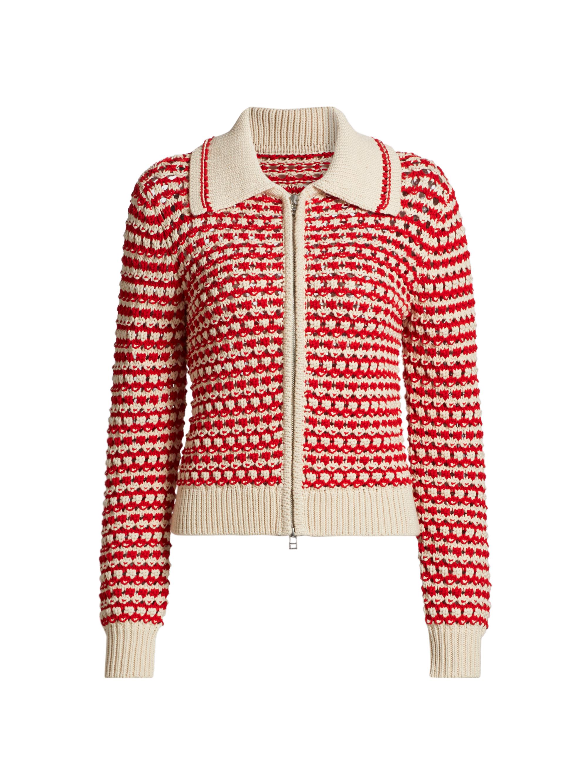 Guest in Residence Women's Kirby Cotton-Blend Knit Jacket - Cherry Combo