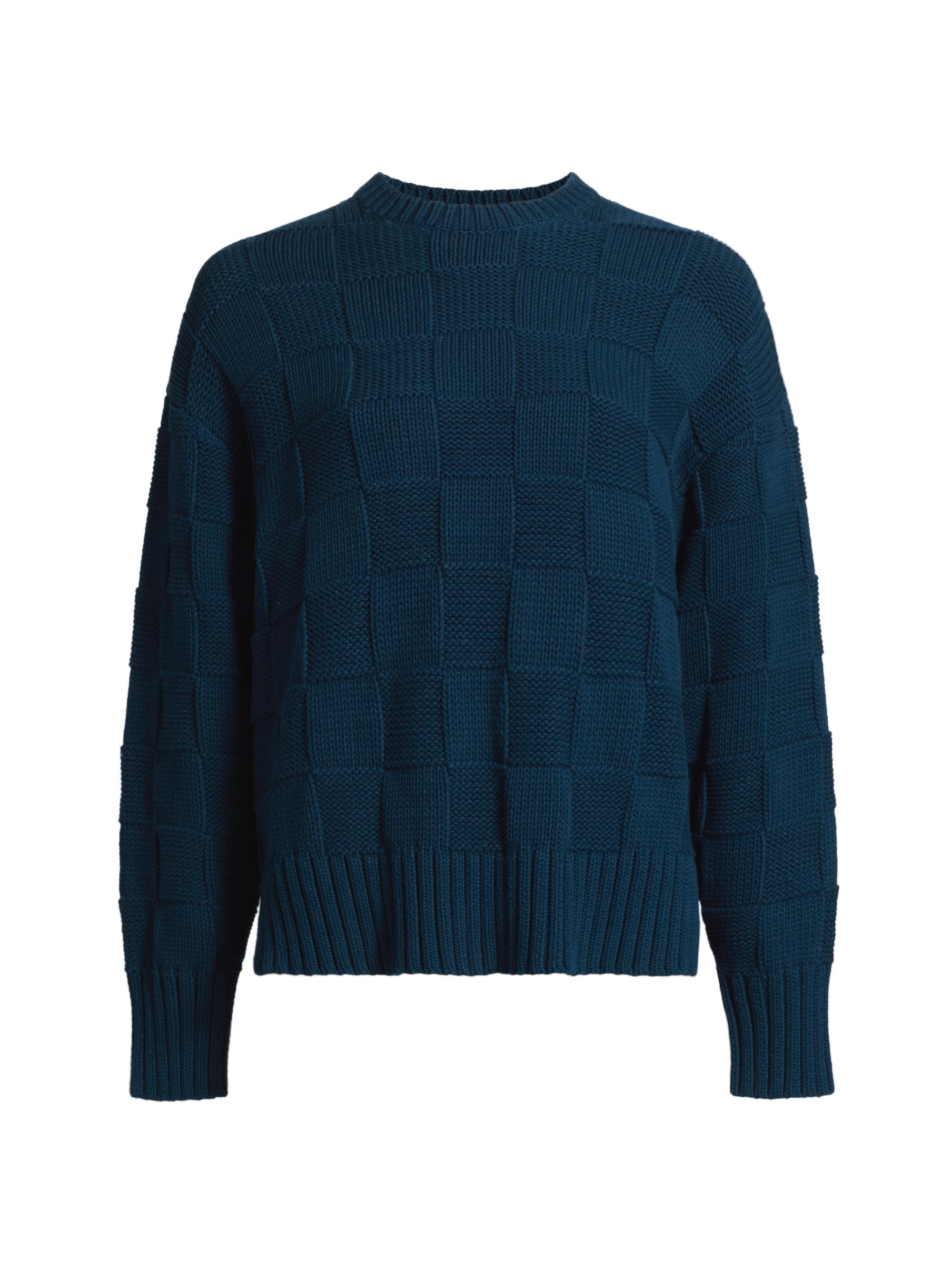 Guest in Residence Women's Check-Knit Stretch-Cotton Sweater - Midnight