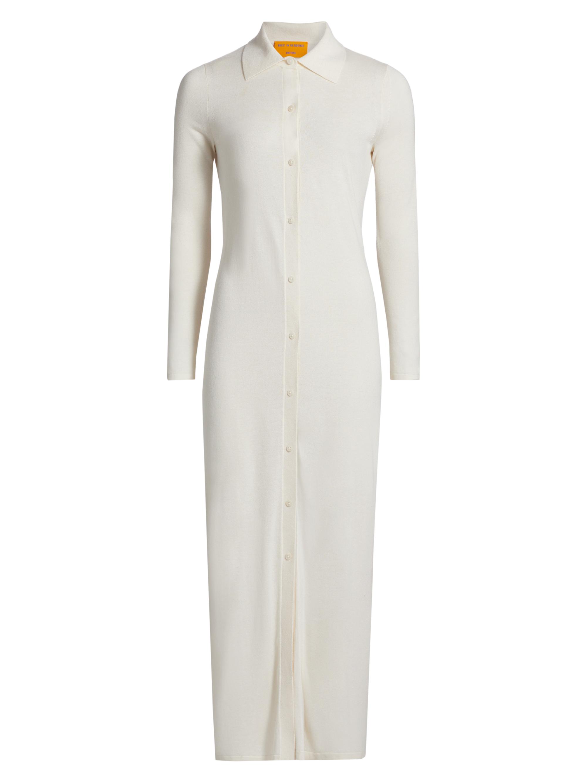 Guest in Residence Women's Showtime Knit Silk-Linen Shirtdress - Cream