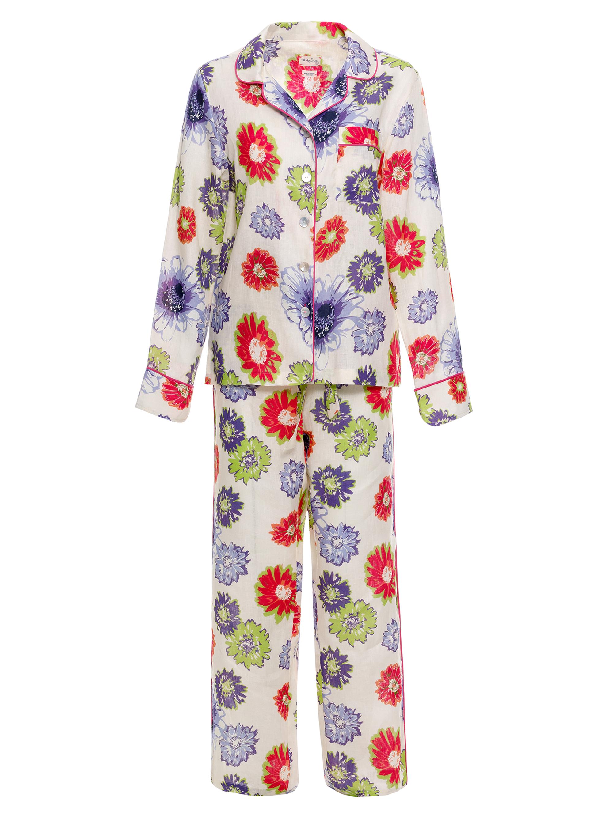 The Lazy Poet Women's Sun-Kissed Escapes Emma Linen Pajamas - White