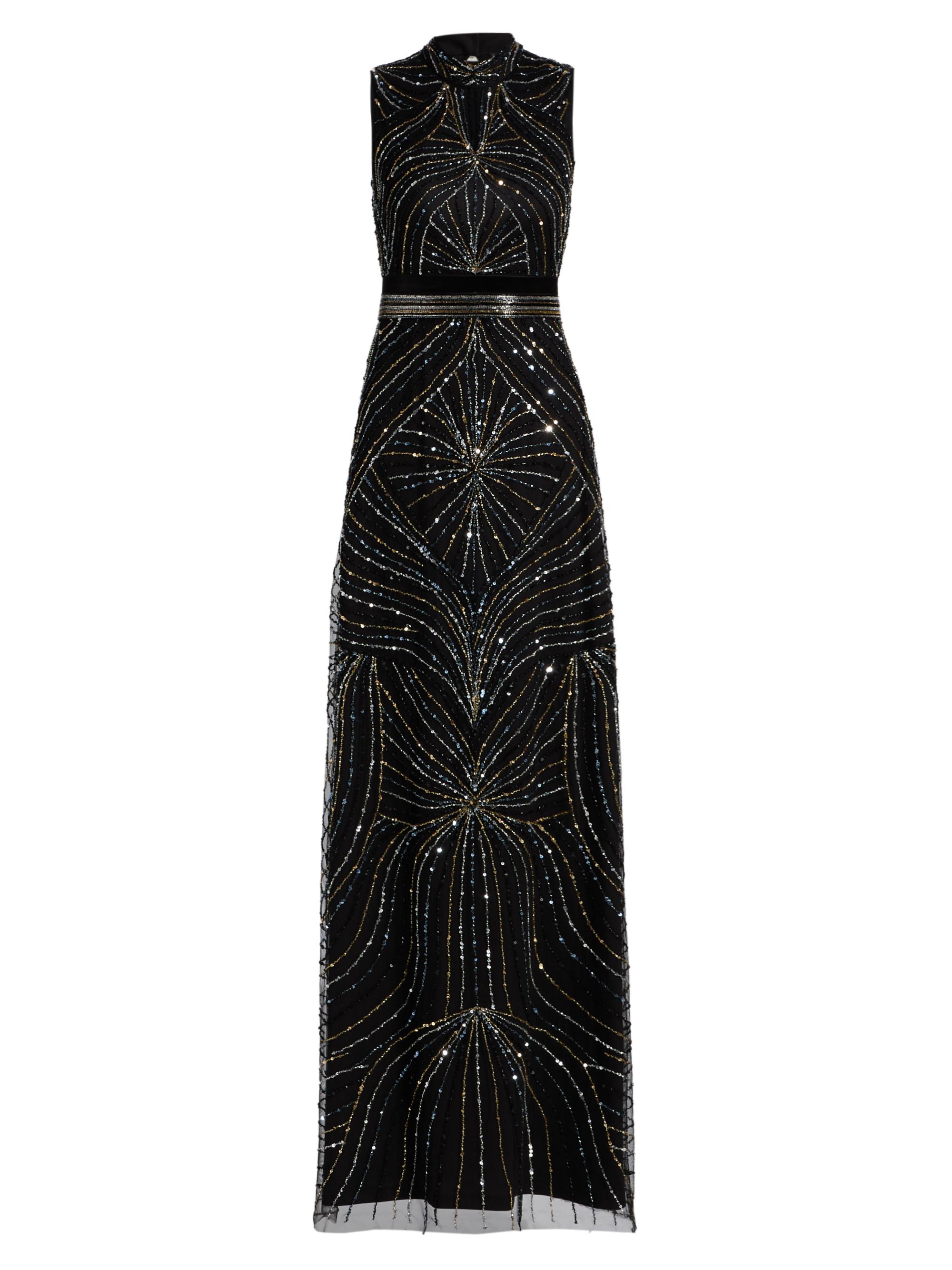 Reem Acra Women's Sequined Velvet-Trimmed Gown - Gold Onyx