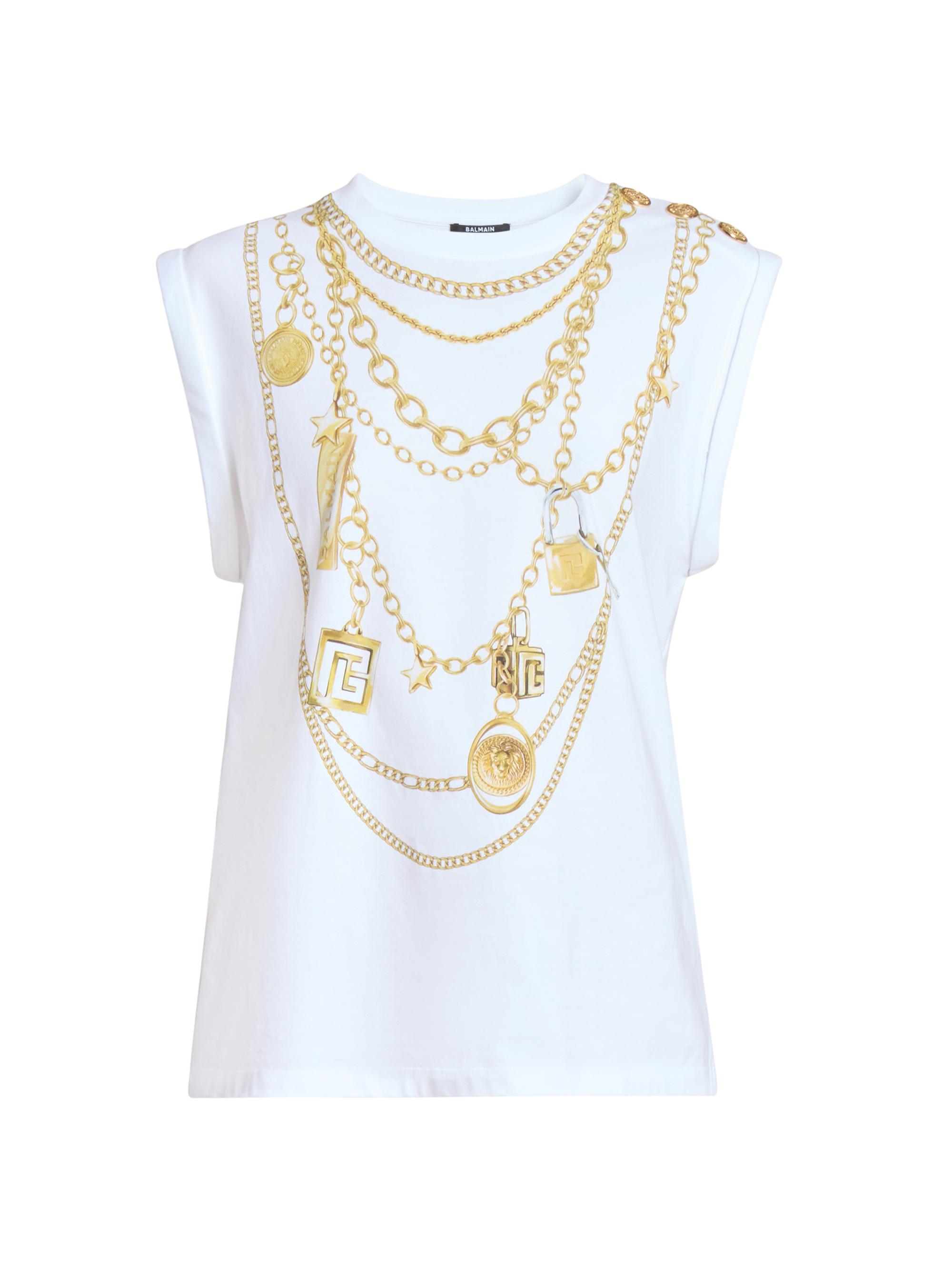 Balmain Women's Trompe L'il-Print Cotton Tank - Blanc Or