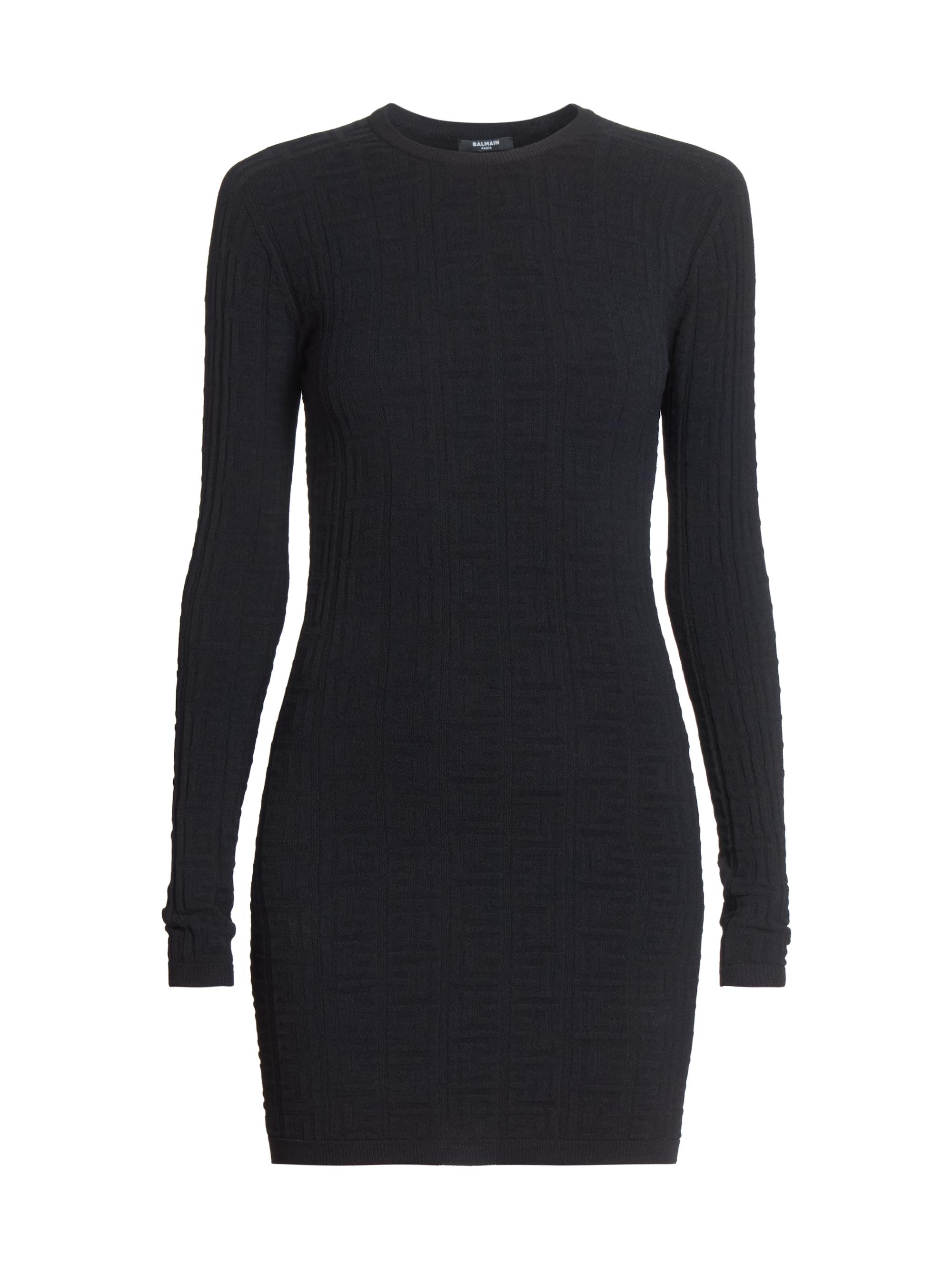 Balmain Women's Monogram-Knit Body-Con Minidress - Noir