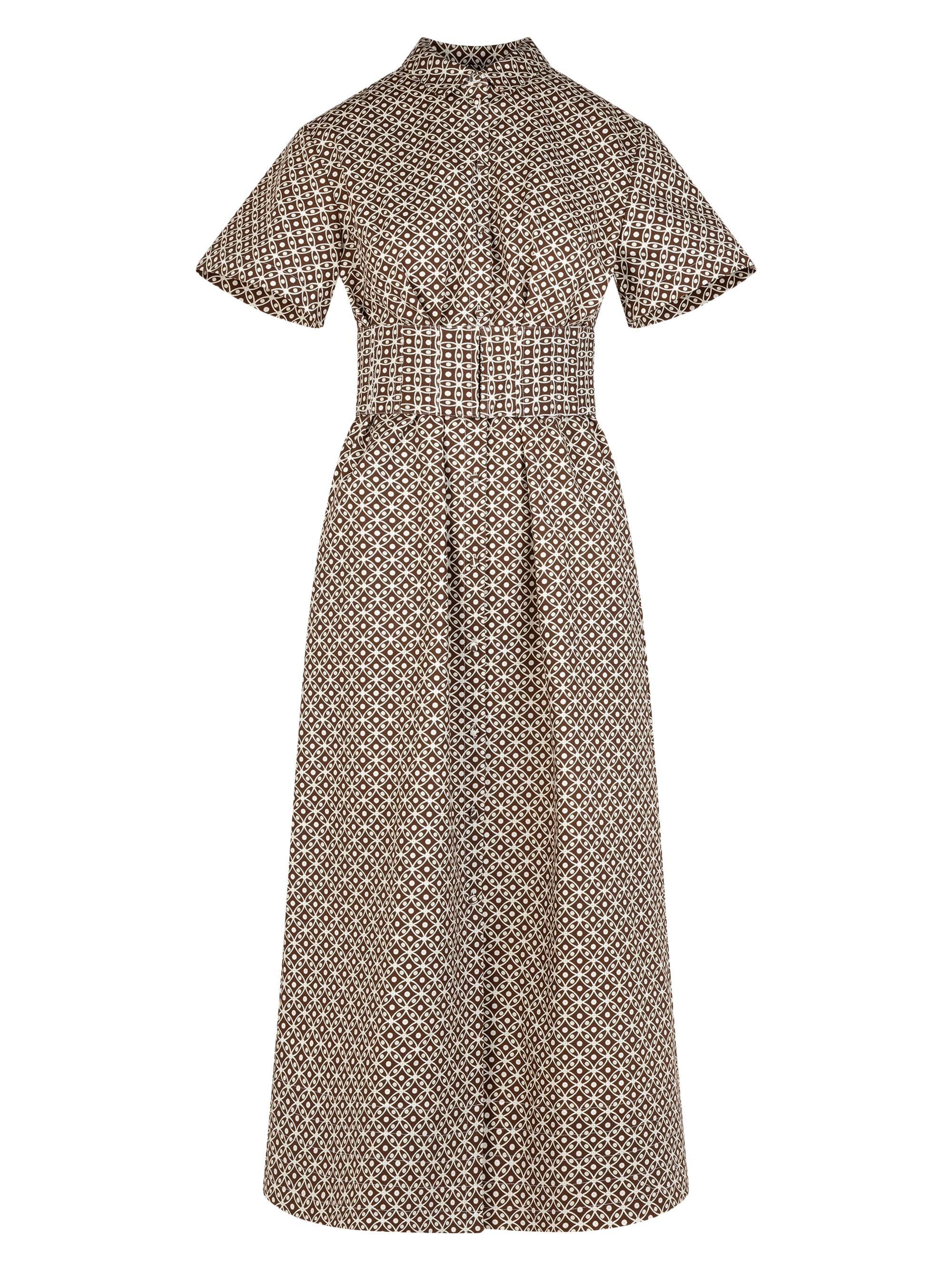 Hill House Home Women's The Carolina Shirt Dress - Chocolate Circular Lattice