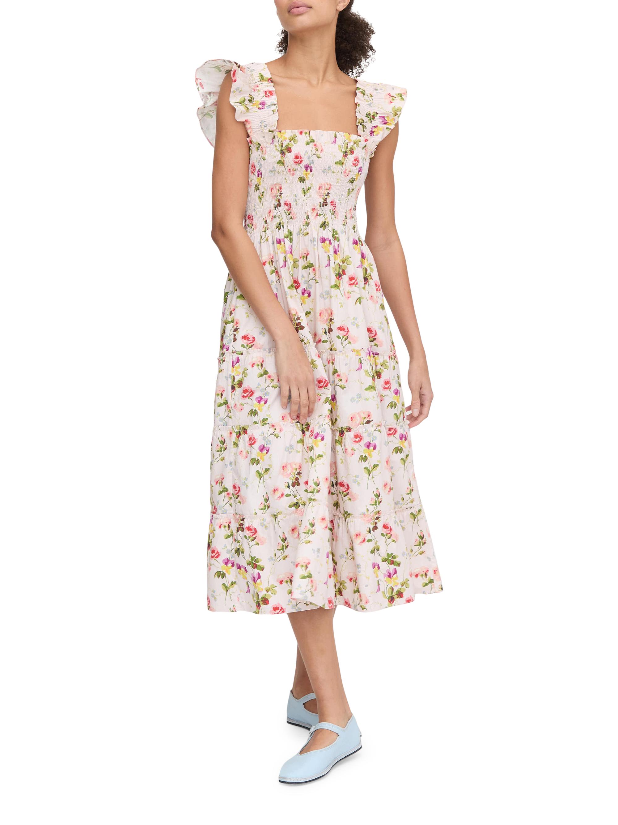 Hill House Home Women's The Ellie Nap Dress - Pink Bluebonnet - back view in Pink bluebonnet