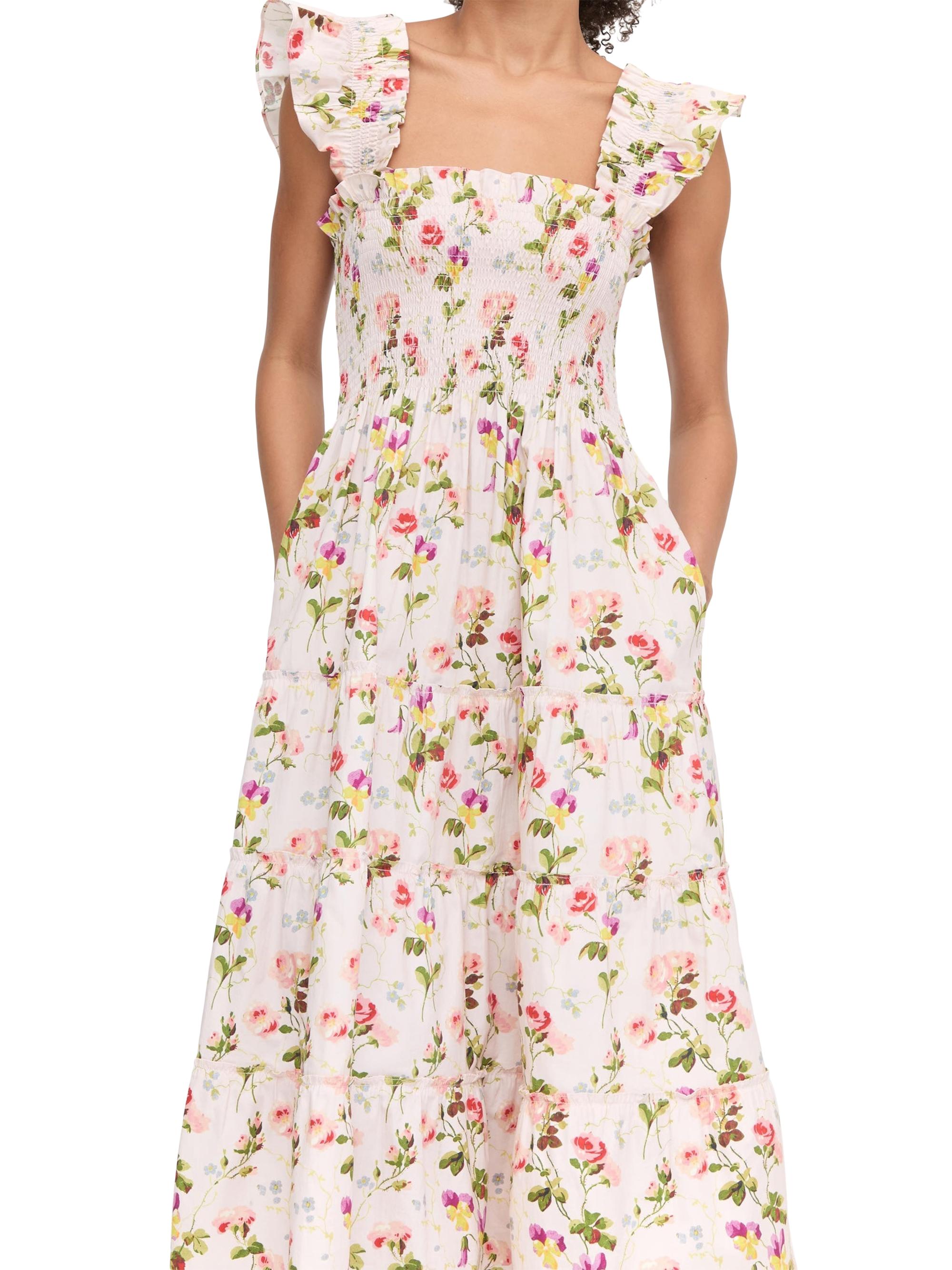 Hill House Home Women's The Ellie Nap Dress - Pink Bluebonnet - detail view in Pink bluebonnet