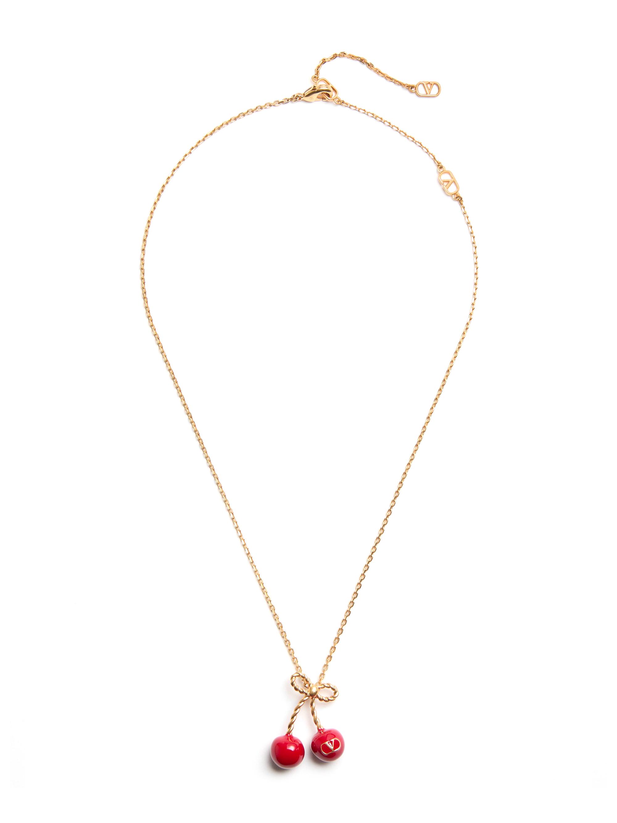 Valentino Garavani Women's Chez Metal and Enamel Necklace - Antique Brass Red