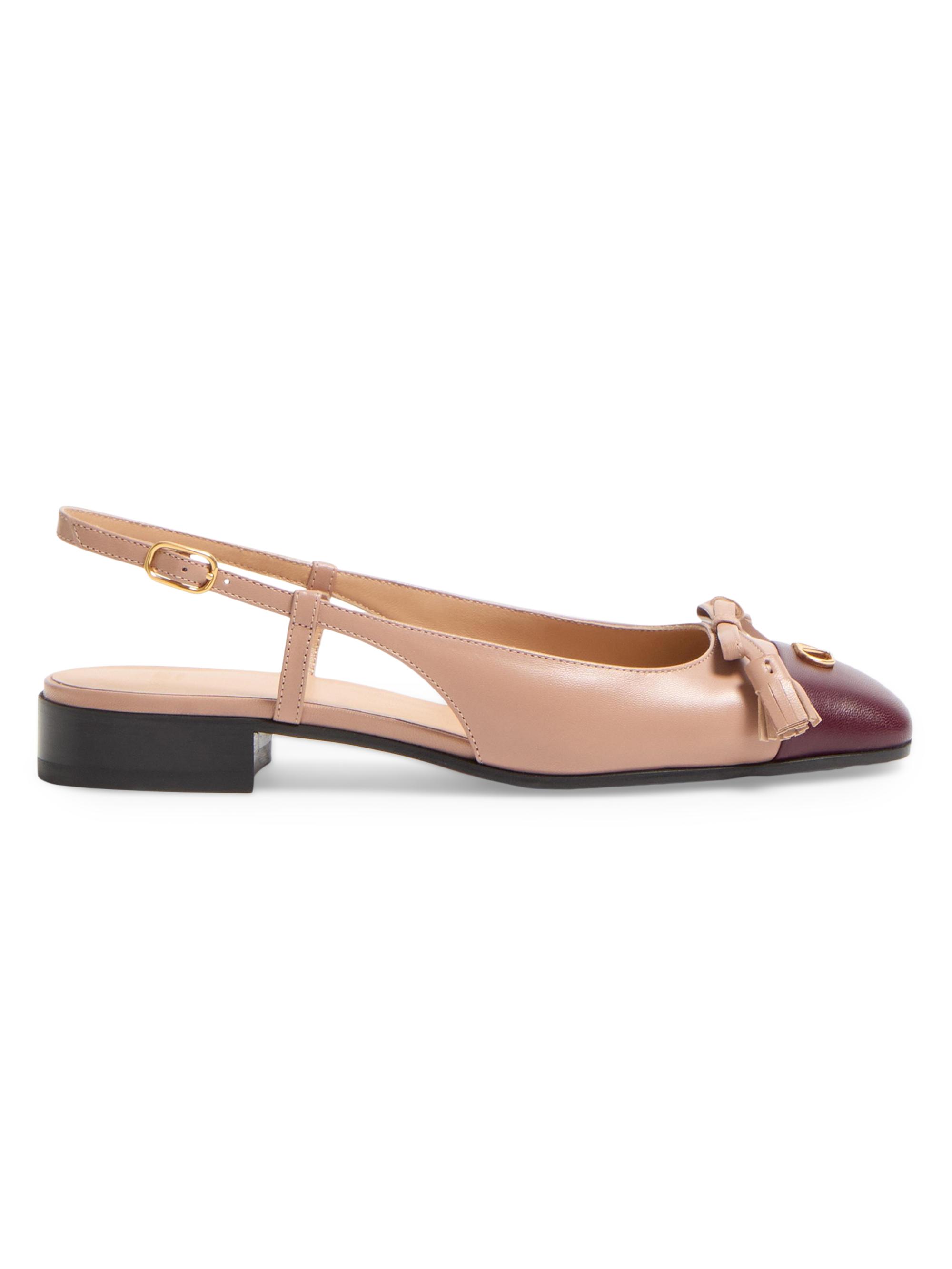 Valentino Garavani Women's Valet Du Roi Kid Slingback Ballerinas 25MM - Rose Cannelle Garnet