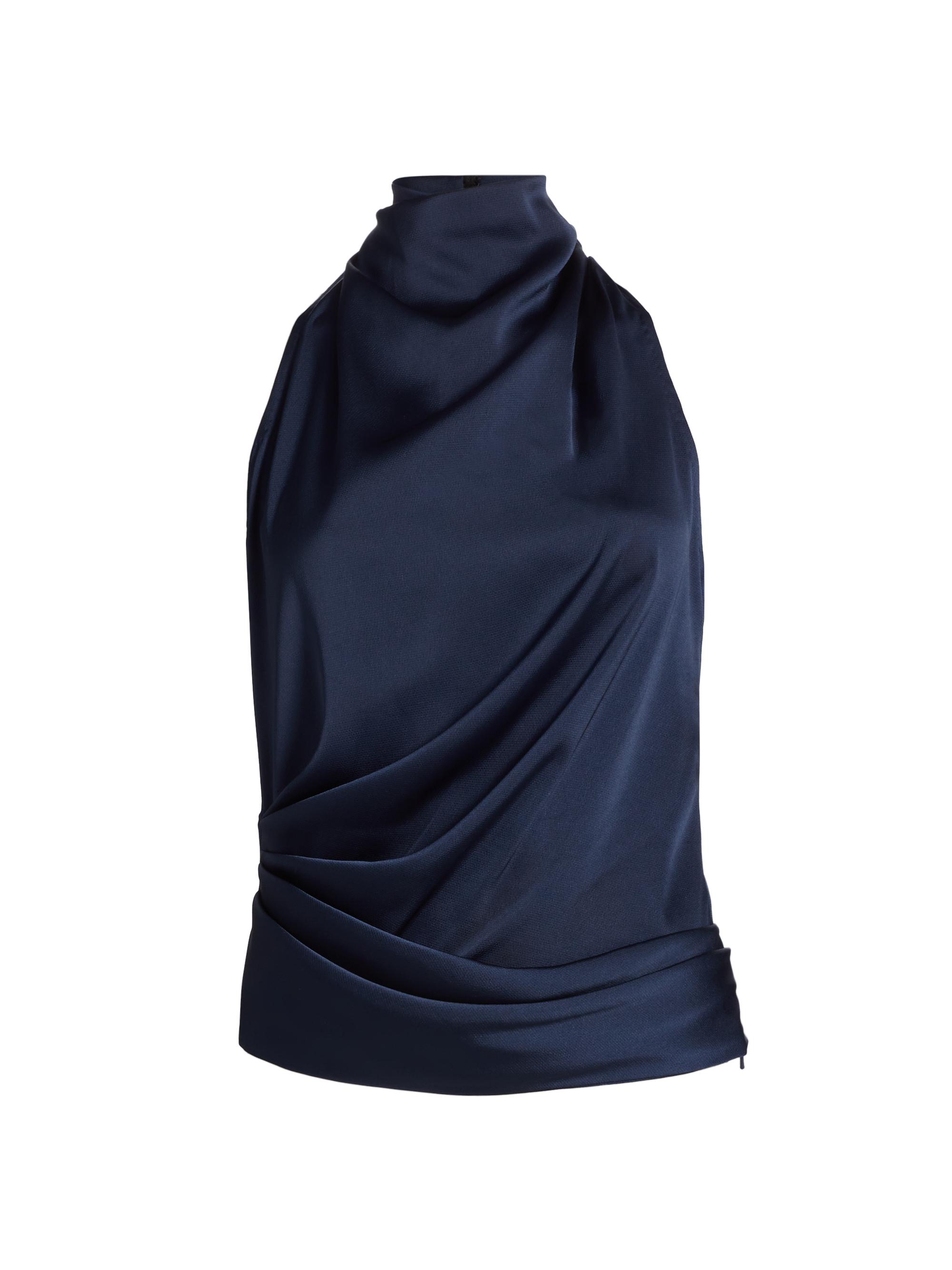 Prabal Gurung Women's Draped Satin Sleeveless Top - Blue