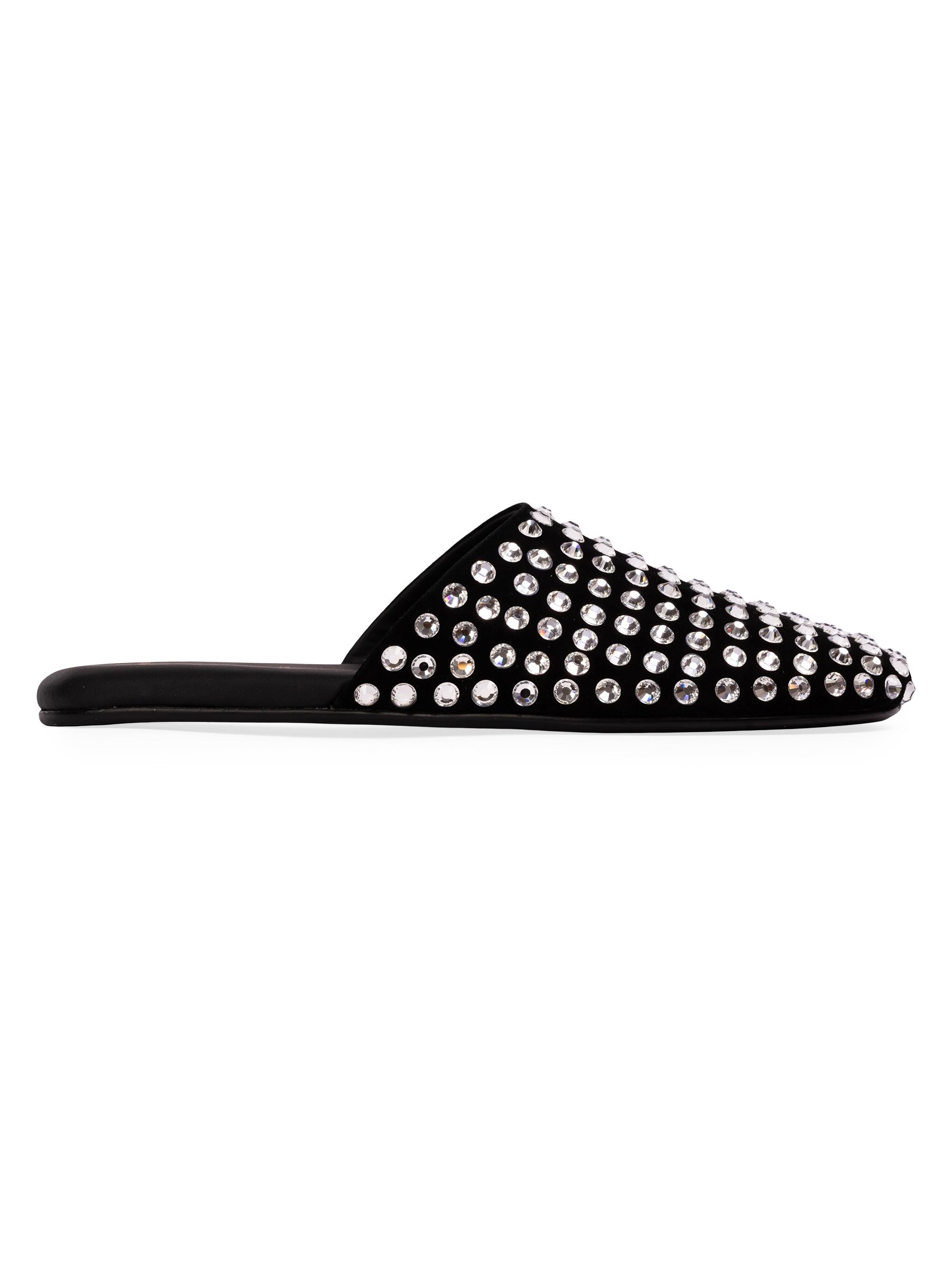 Black Suede Studio Women's Shiloh Crystal Slippers - Black Embellished