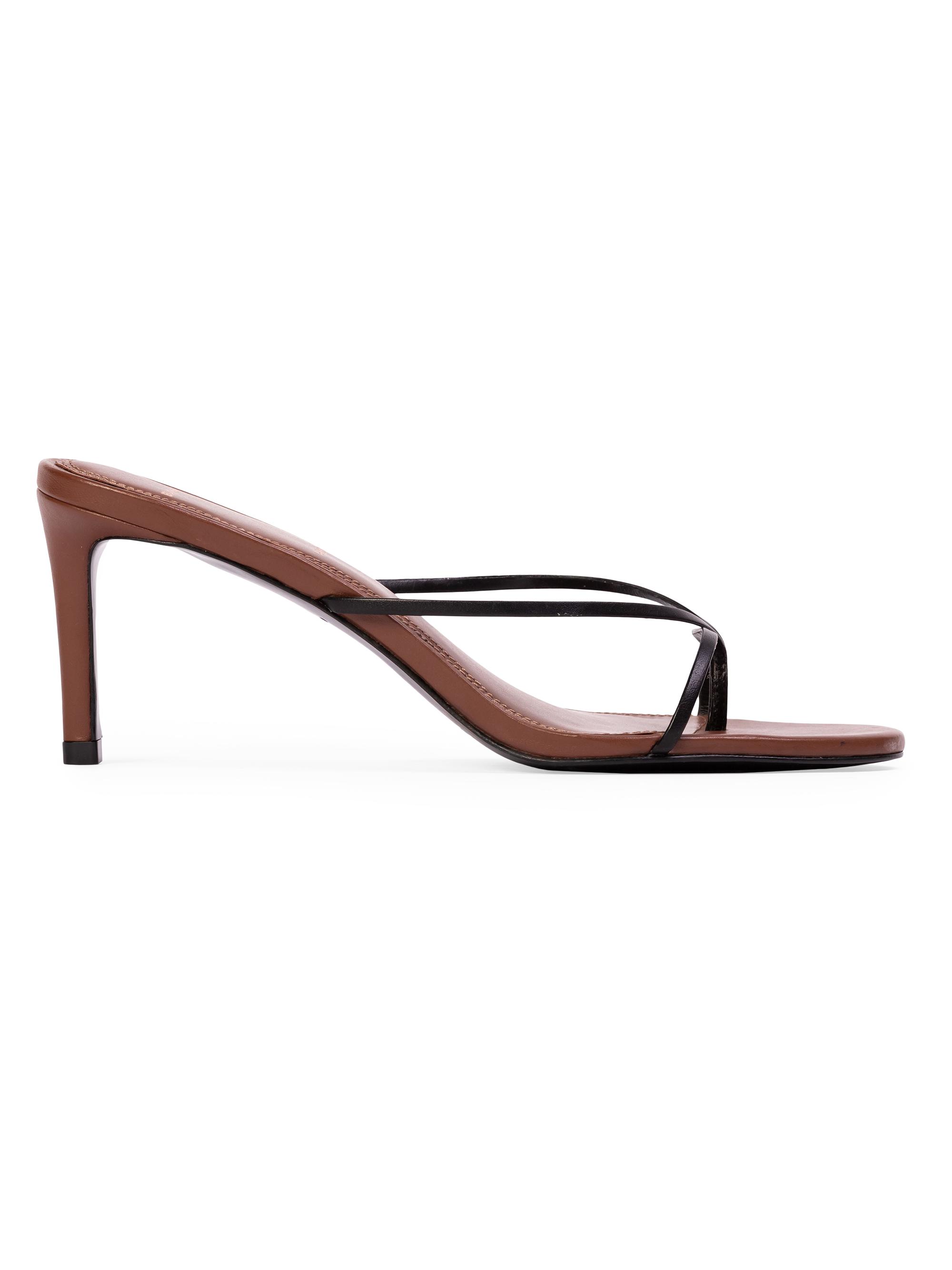 Black Suede Studio Women's Jade 65MM Leather Sandals - Chestnut Leather