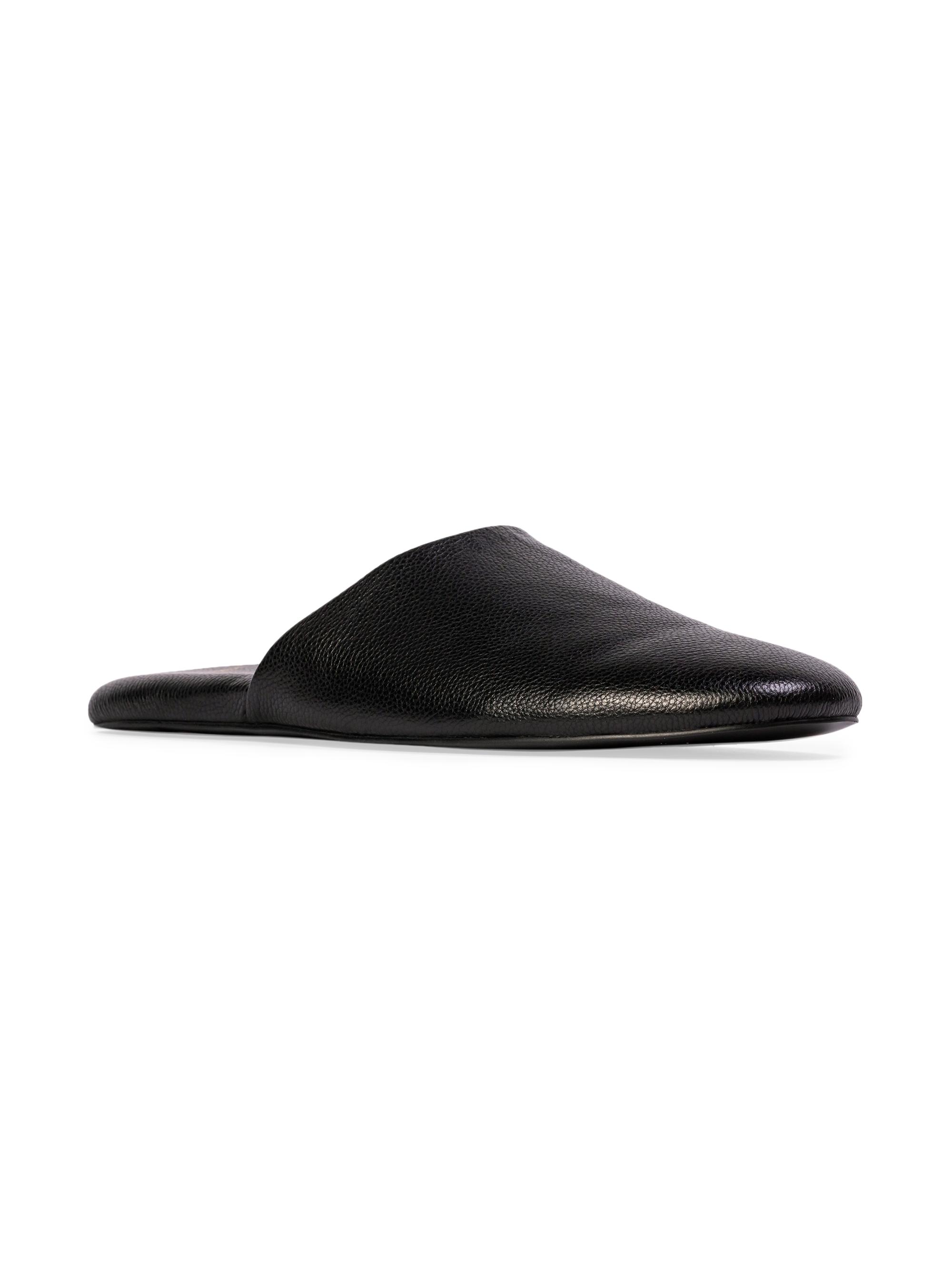 Black Suede Studio Shiloh Leather Slippers | Saks Fifth Avenue