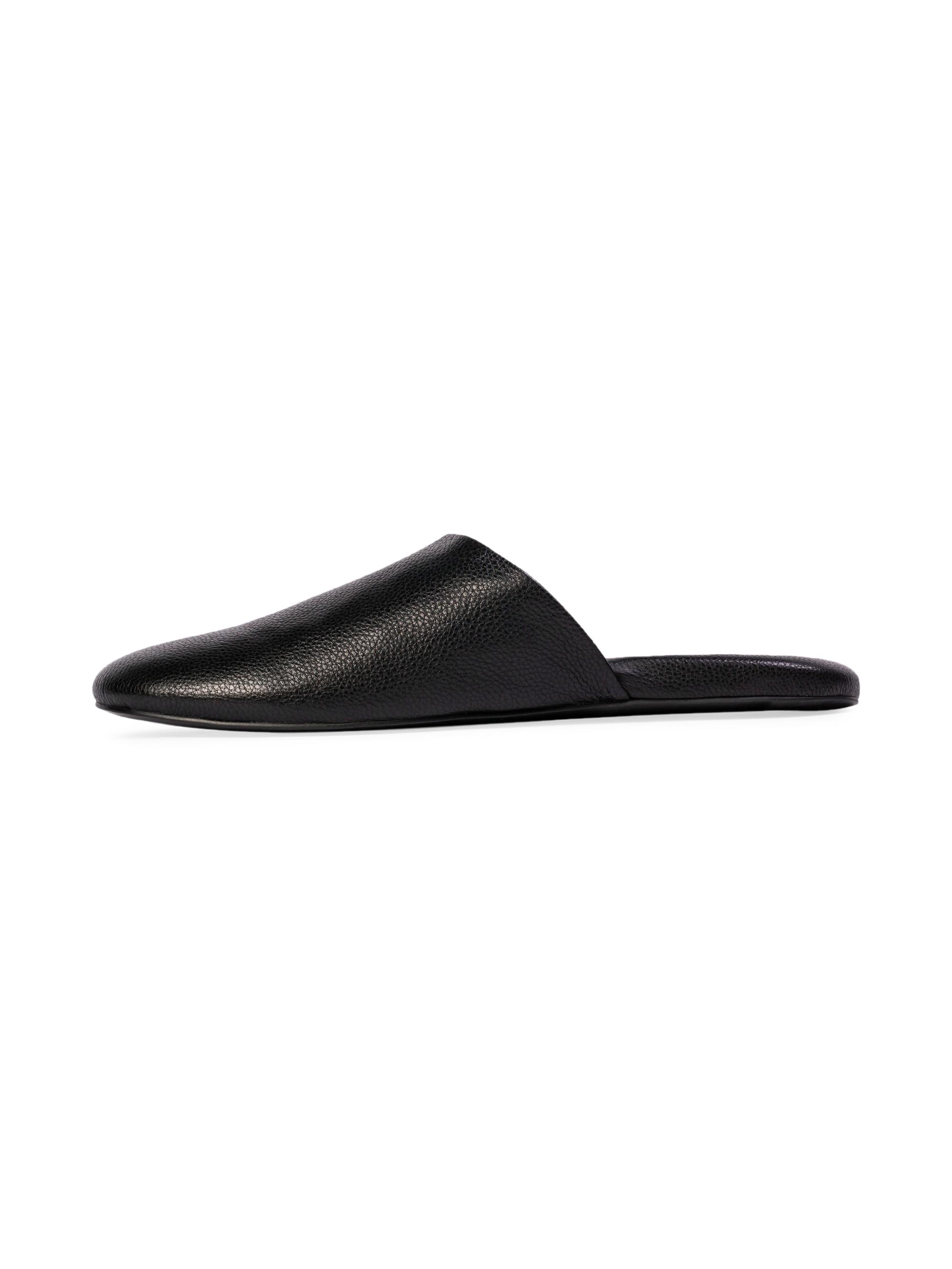 Black Suede Studio Shiloh Leather Slippers | Saks Fifth Avenue