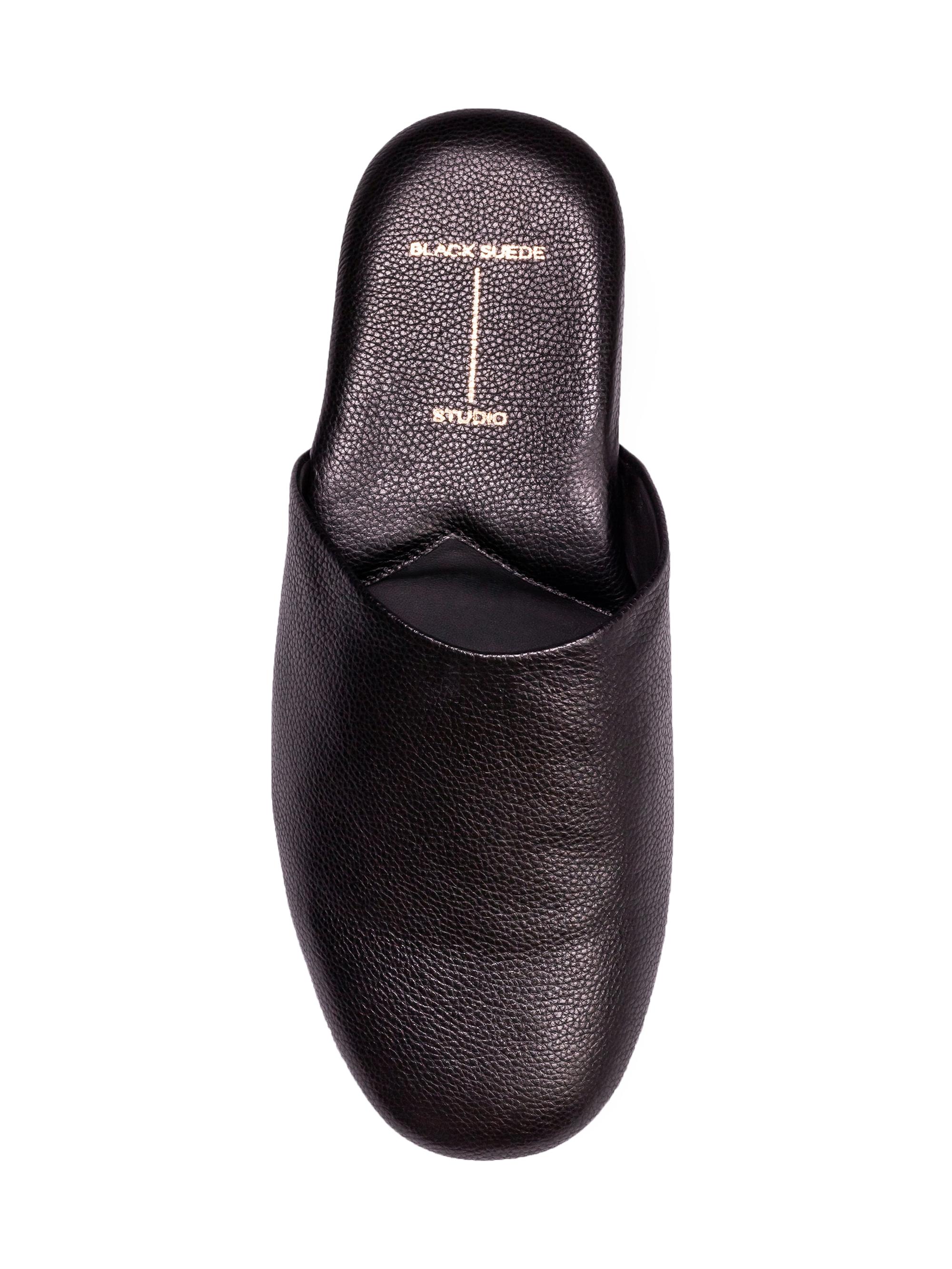 Black Suede Studio Shiloh Leather Slippers | Saks Fifth Avenue