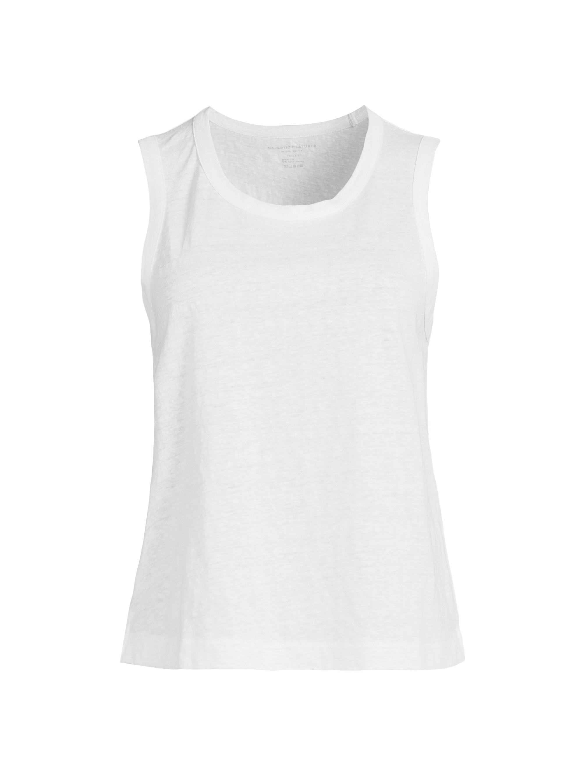 Majestic Filatures Women's Stretch Linen Crewneck Tank - Blanc